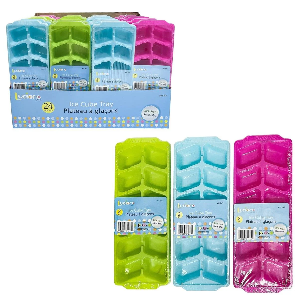 Luciano Set/2 Ice Cube Trays, 3cols., 24/dsp