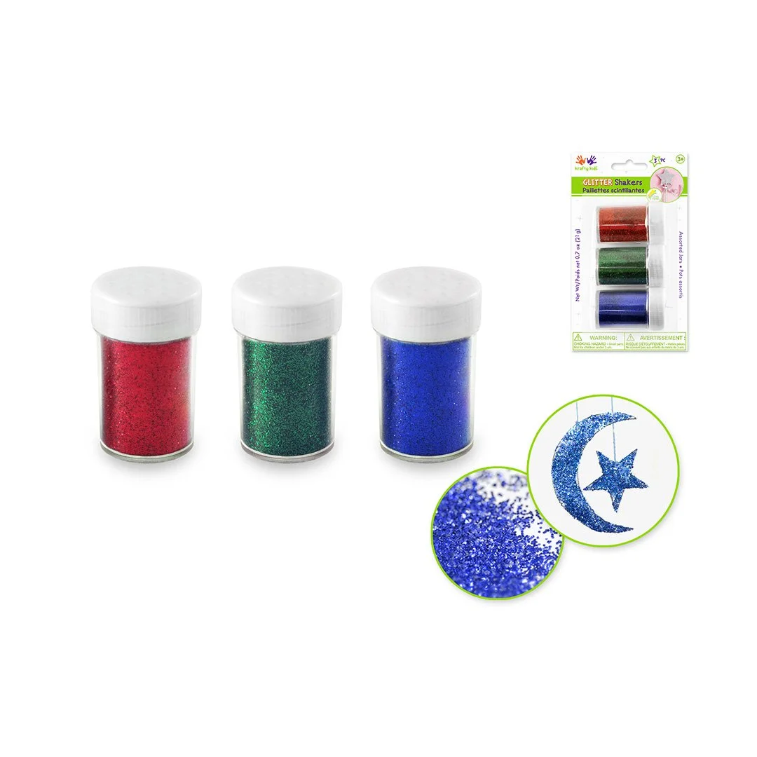 Twinkle Town: Glitter Shaker Jars with Screw-Top B - Red/Green/Blue