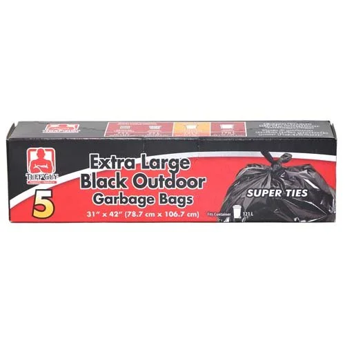 Tuff Guy – Outdoor Bags – 31″ x 42″ – Super Ties – Black – 5Pk