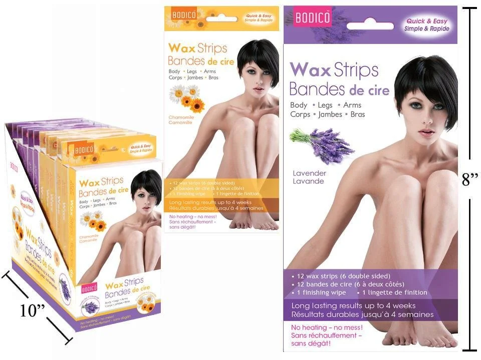 Bodico,6-pc Scented Double Body Wax Strips w/1 Wipe, 2 Asst