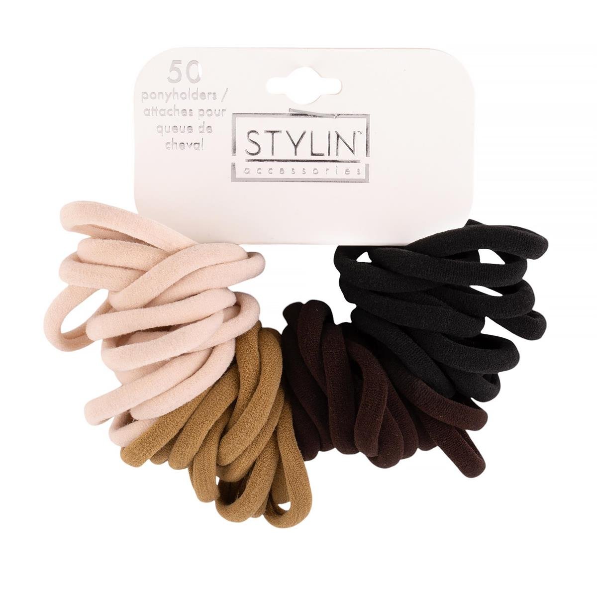 Stylin, 50-pc Neutral Ponyholders, knit