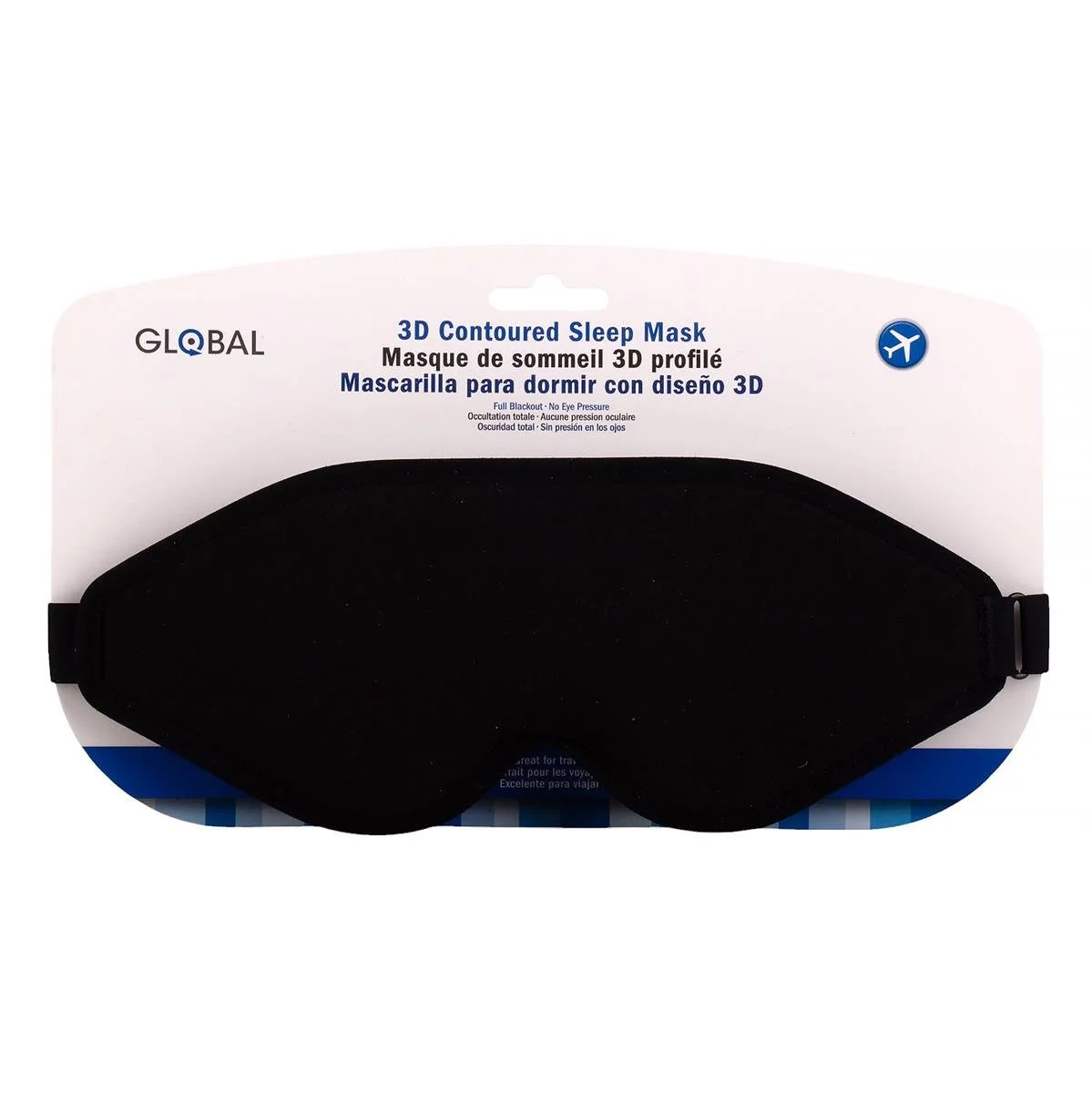 Global, Premium Contoured Sleep Mask, adjustable strap, black