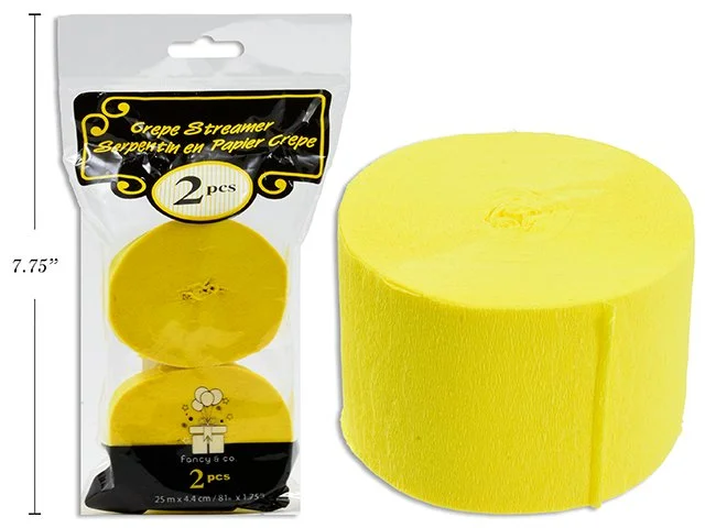 Yellow Crepe Streamers 81' x 1.75" ( 25m ) 2pc