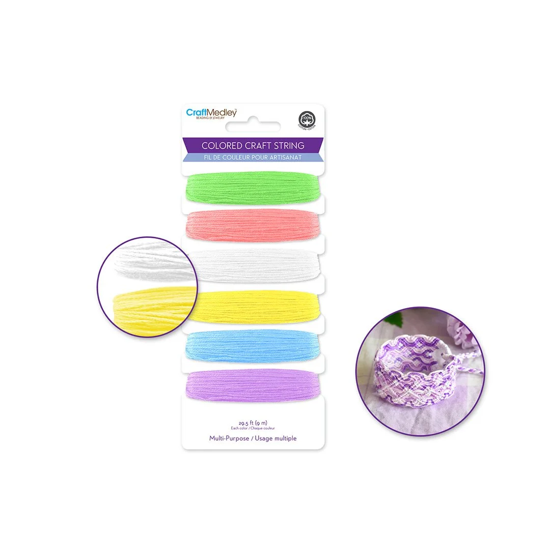 Craft Medley: 100% Cotton Colored Craft String - Pastels