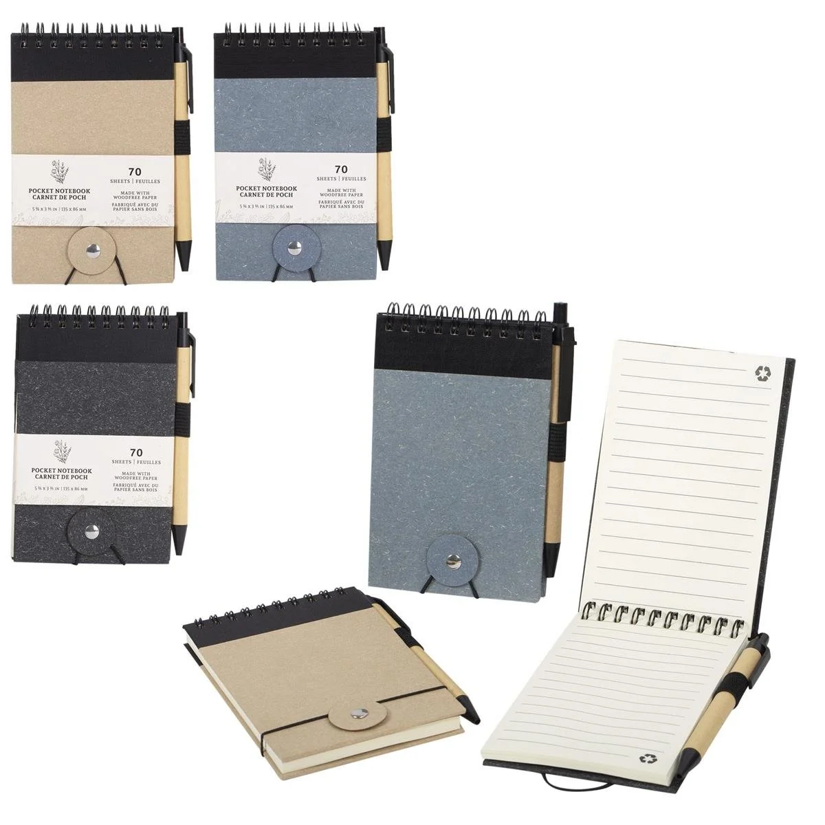 O.WKs Fiber Pocket Pad w/Ball pen 70s / 70g Blank 85x135mm