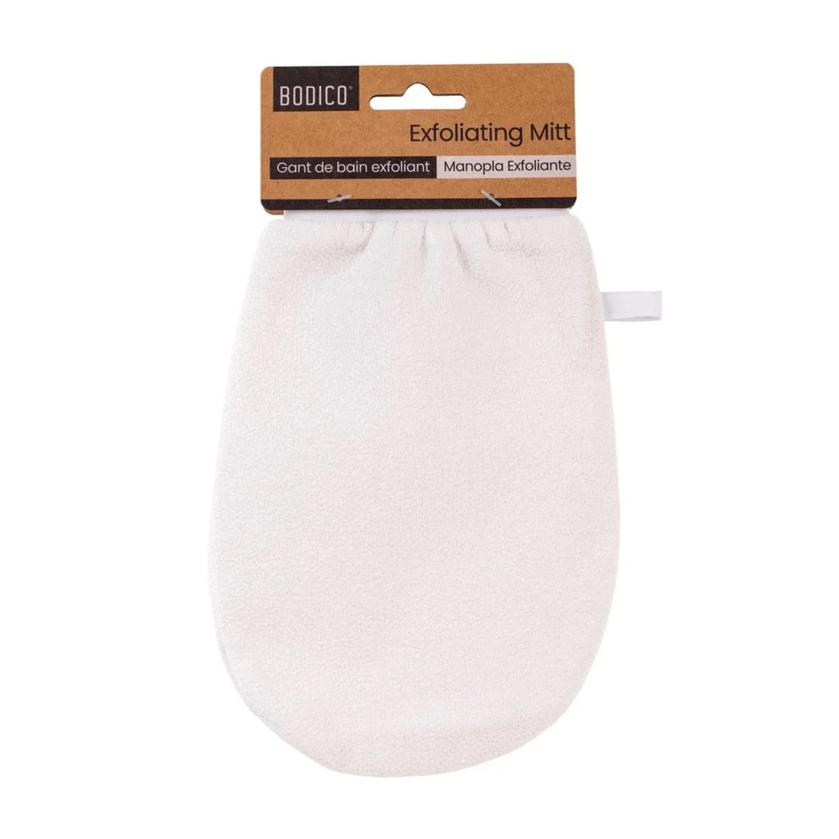 Bodico, Exfoliating Mitt, 21.5x14cm, white