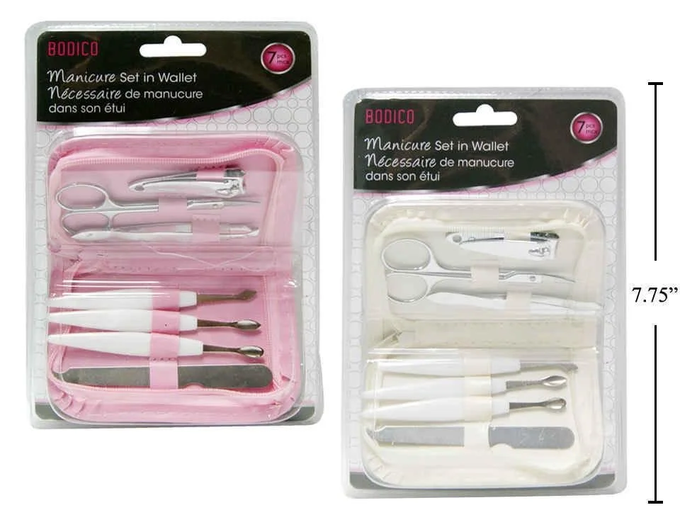 Bodico 7-pc Manicure Set w/Pouch, 2 col.