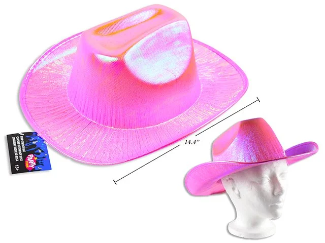 14.4in Adult Pink Shimmering Cowboy Hat