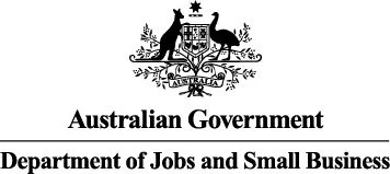 Australian Government Department of Jobs and Small Business logo with a coat of arms featuring kangaroos and a star