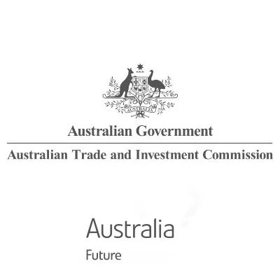 Title page of the Australian Trade and Investment Commission document, featuring the Australian coat of arms with kangaroos and a shield, and the words 'Australian Government' and 'Future'.