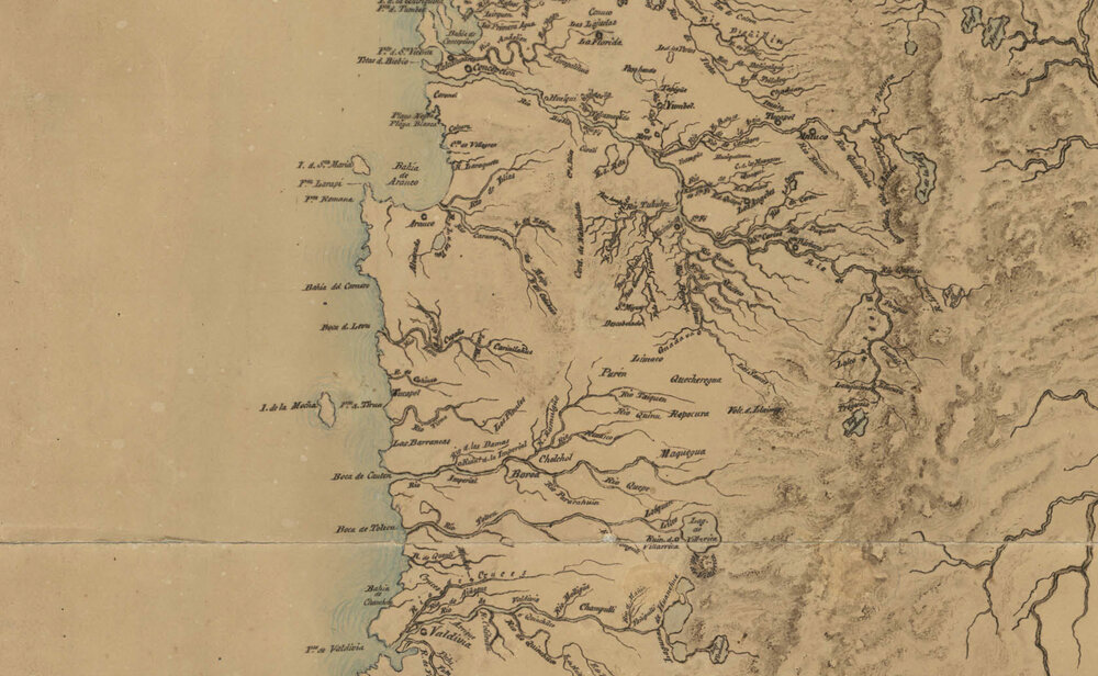 “Mapa de Chile” (recorte) de Claudio Gay (1845), fuente: colección del Archivo Nacional de Chile