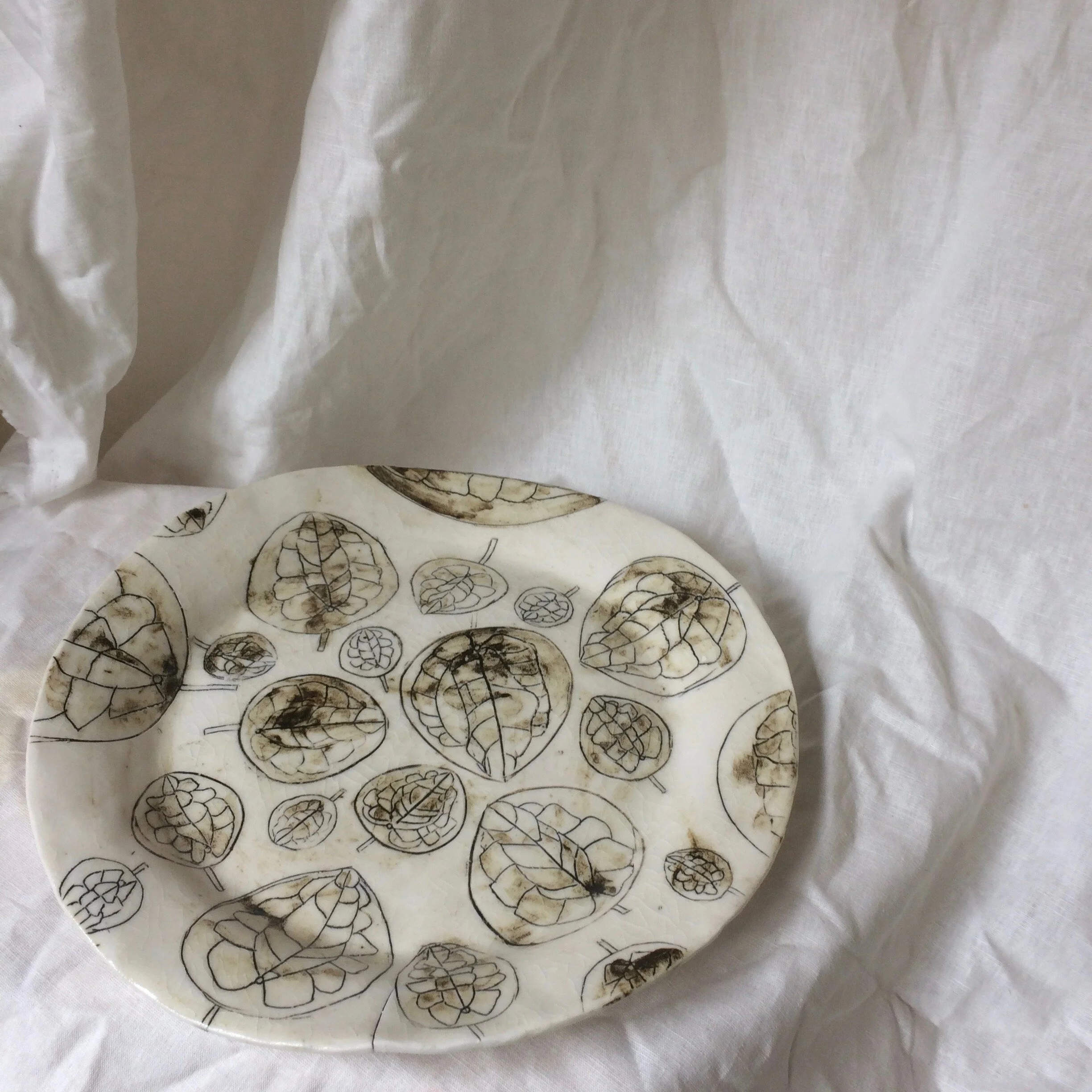 Large Porcelain Plate - Money Plant print