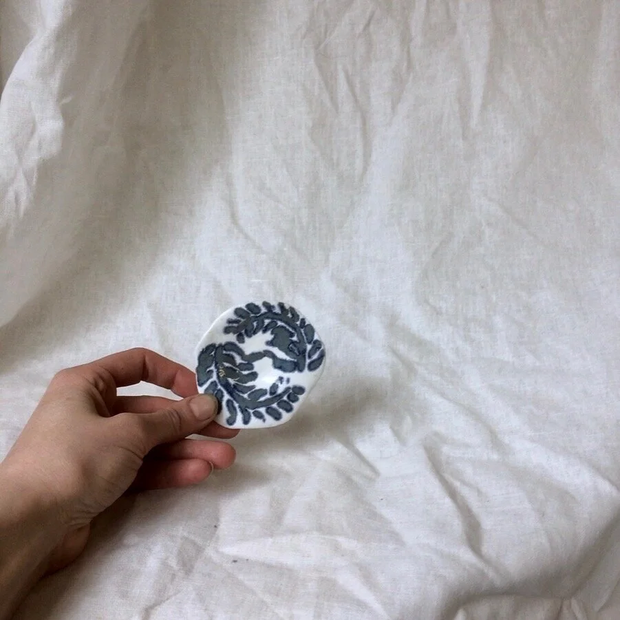 Tiny Porcelain Plate - Fern Print series