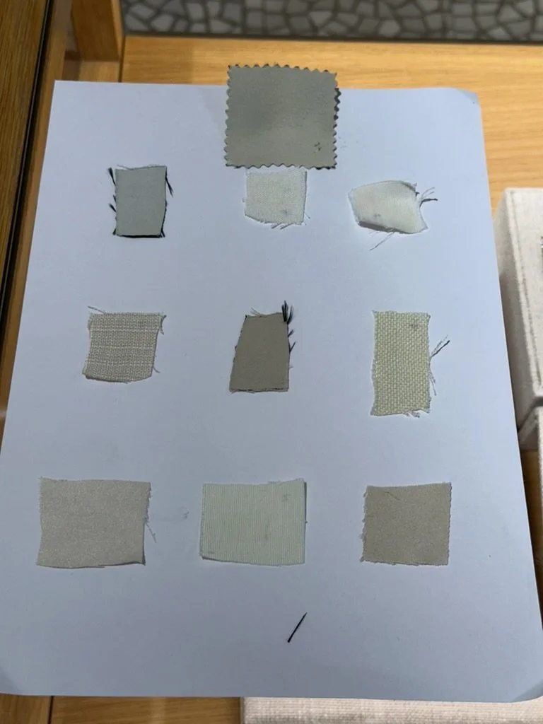 Multiple textile samples on board