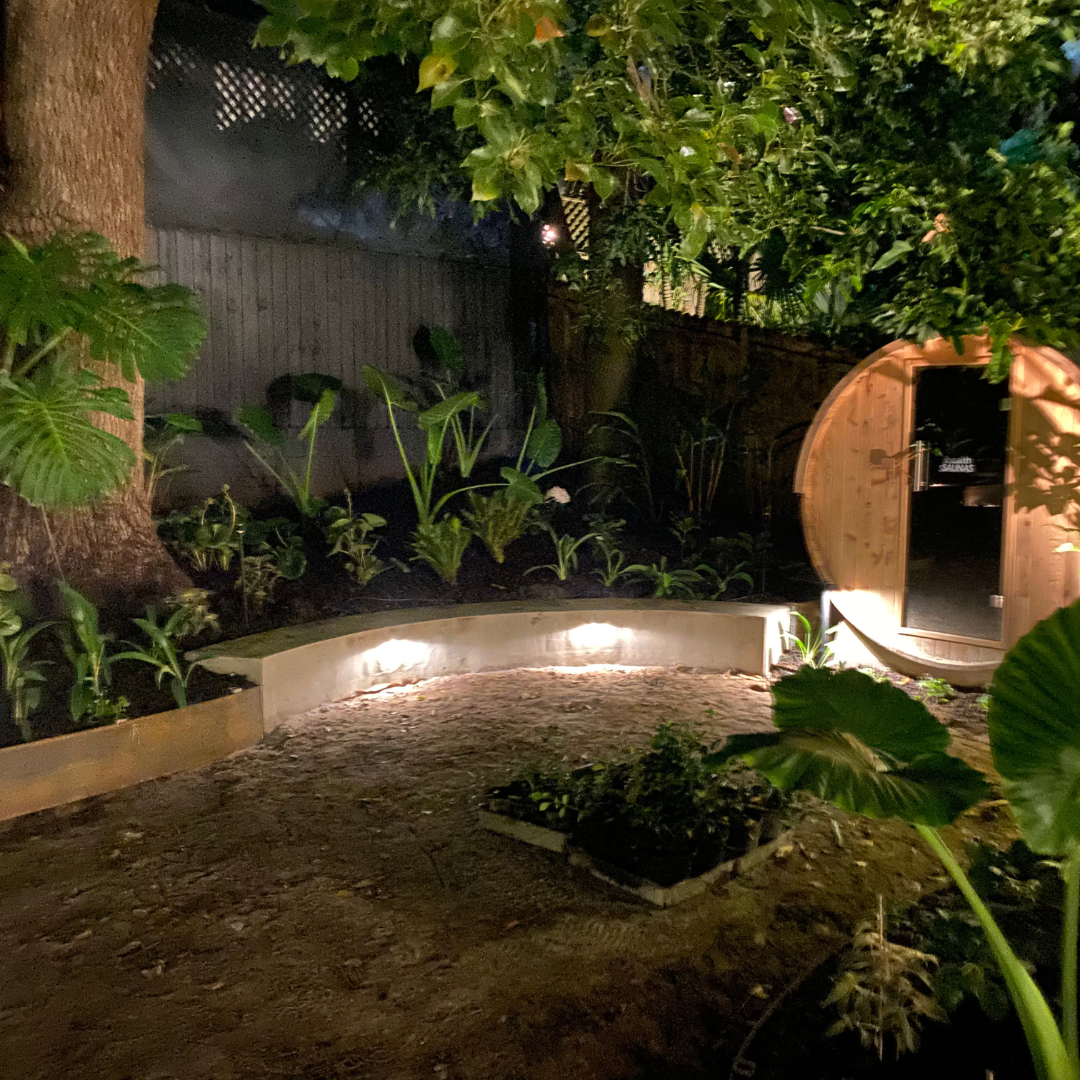 Garden landscape lighting installation