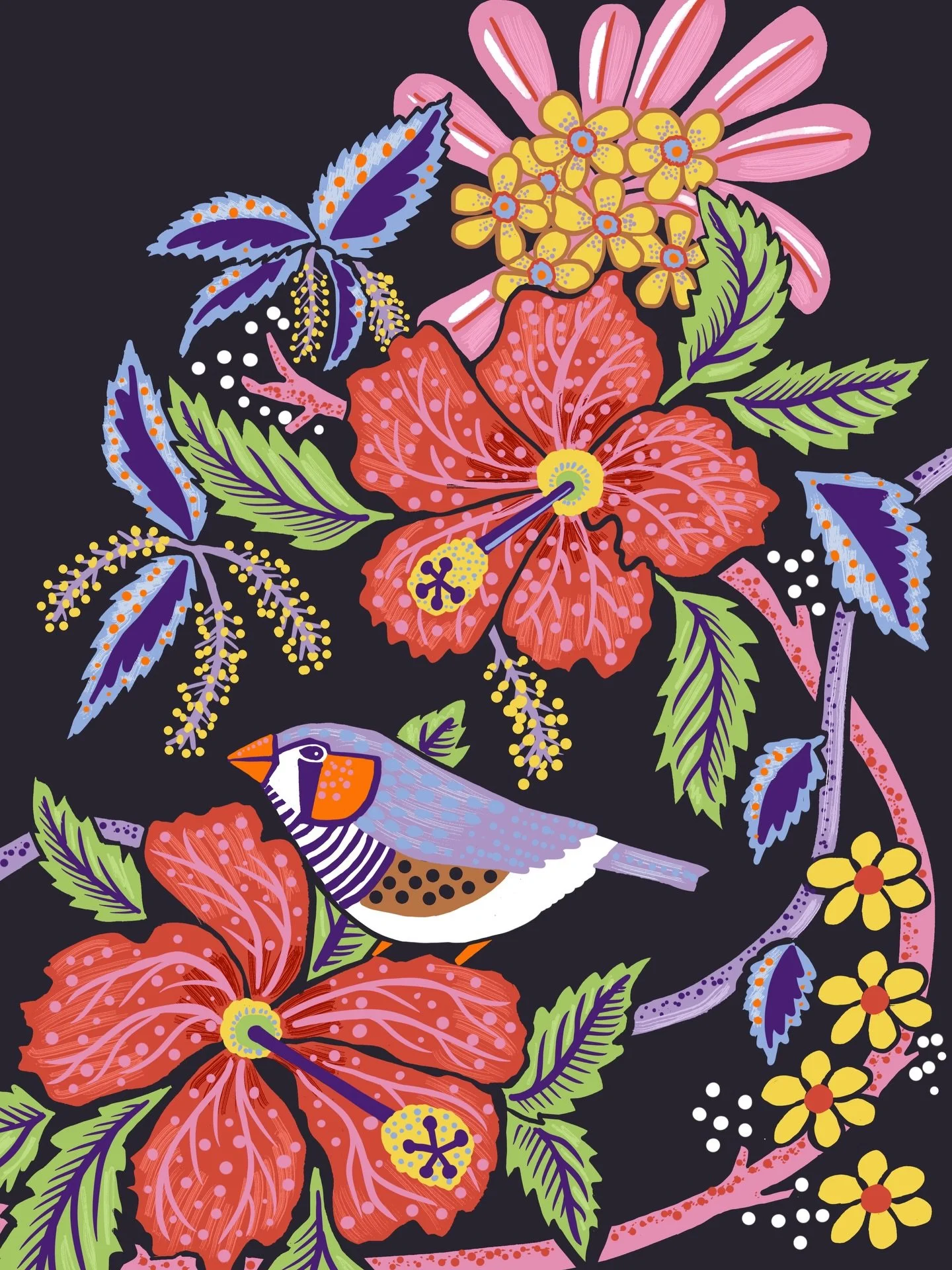 I&rsquo;m joining @jehane_ltd&rsquo;s Golden Thread Creative Challenge &ndash; Fantasifull ✨
This joyful theme is inspired by the colourful, playful world of Scandinavian designer Josef Frank, and this week&rsquo;s prompt is Hawaii 🌺
For my piece, I