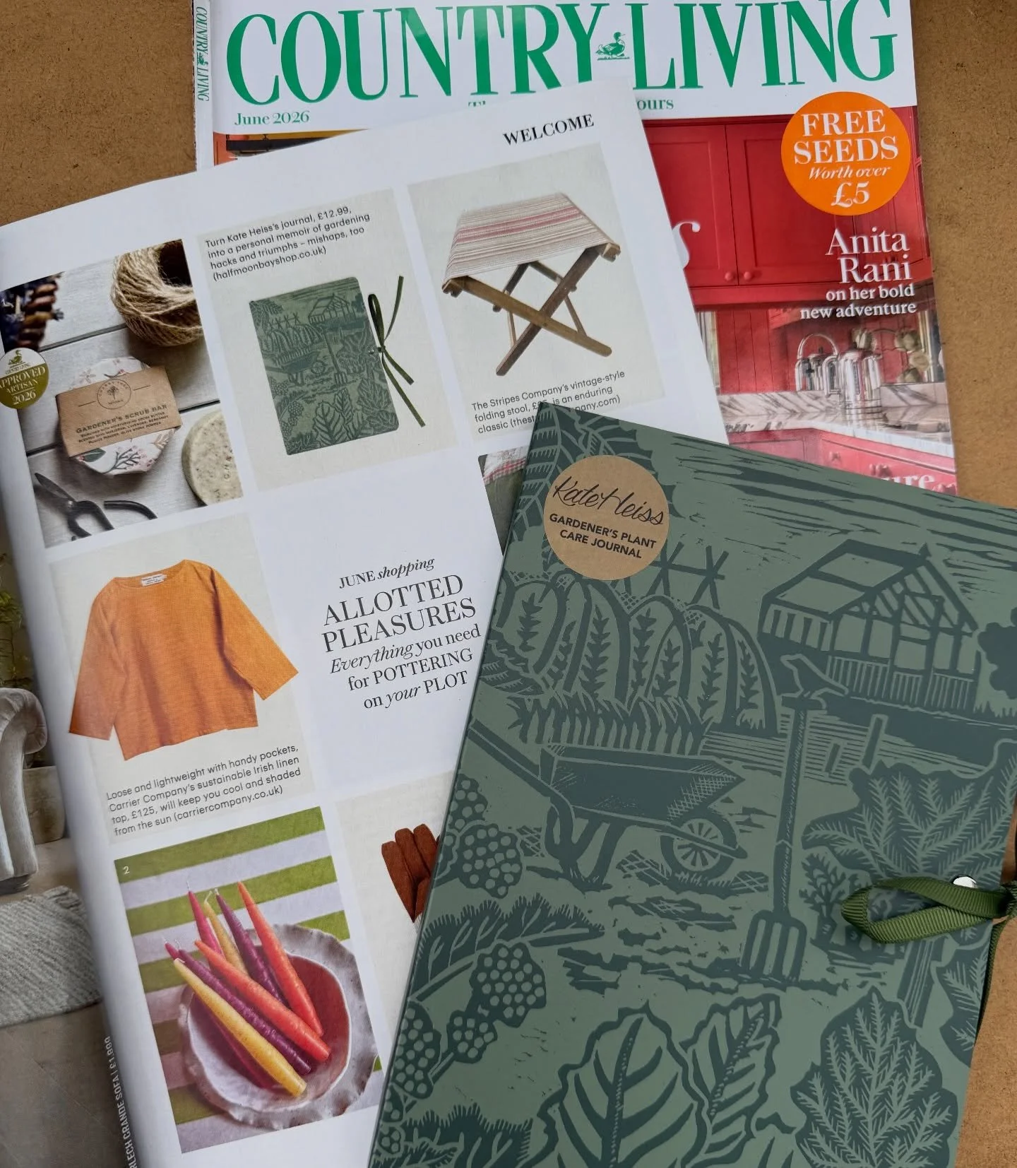 I&rsquo;m so excited to see my Allotment Planner featured in the June issue of @countrylivingmag 🌱
This fab little journal is the perfect companion for any keen gardener &mdash; ideal for recording and keeping track of annual planting throughout the
