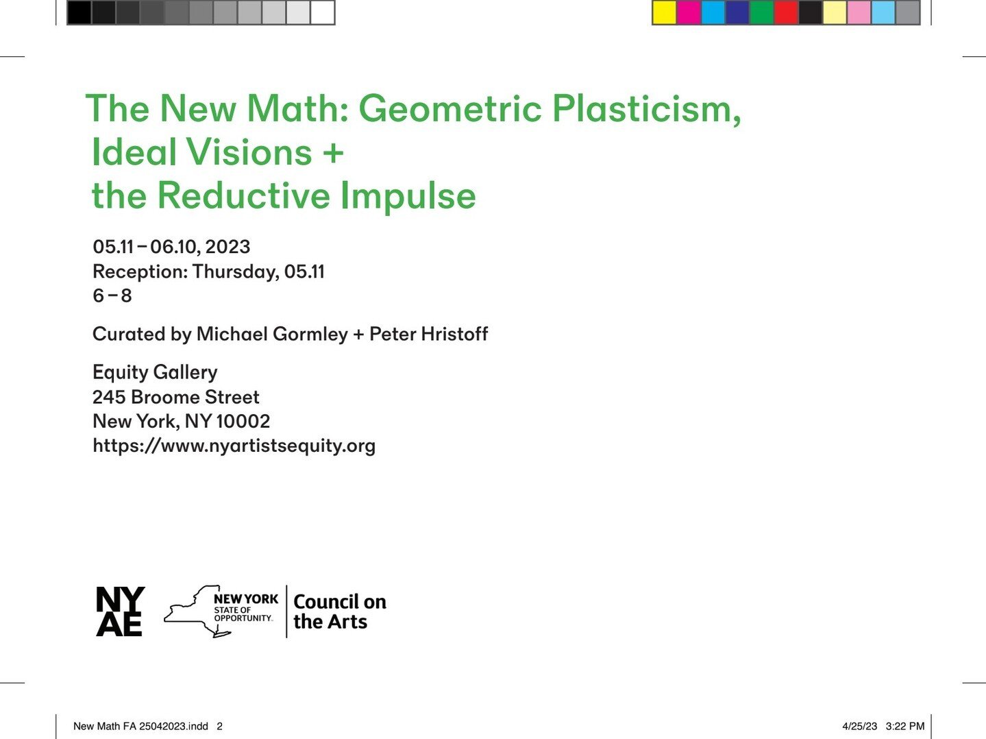 Join us next Thursday, May 11th at 6 PM for the opening reception of our new show &quot;The New Math &quot;

Here is an excerpt from the show's press release.

&quot;The curators of The New Math propose a number of artists working today whose aims cl