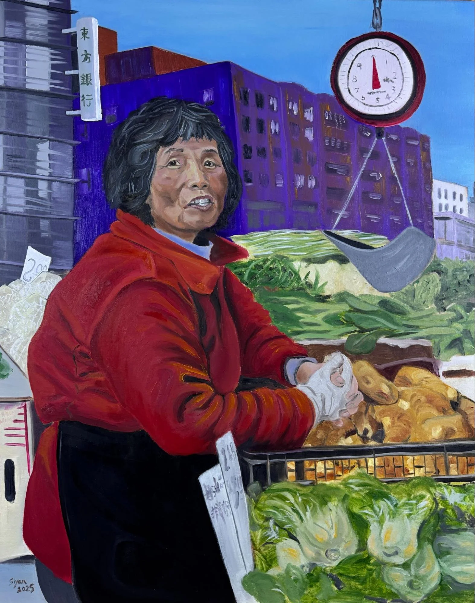 Siyan Wong, "Veggie Lady on Canal"