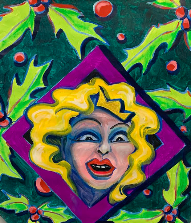 Huck Snyder, "Blonde Elf & Harlequin Holly Pattern  (Double sided)"