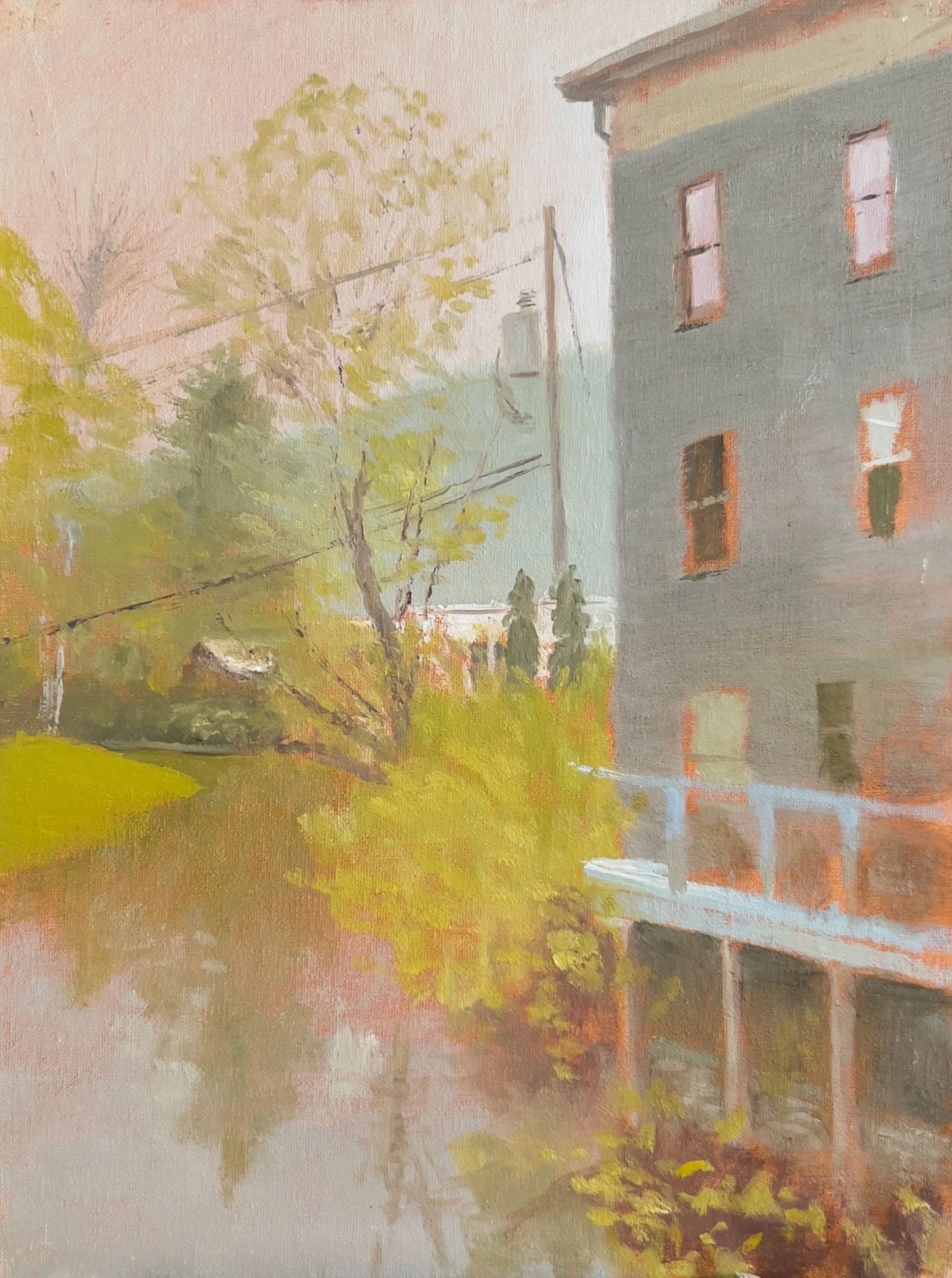Robin Kappy, "Rainy Margaretville River Plein Air"