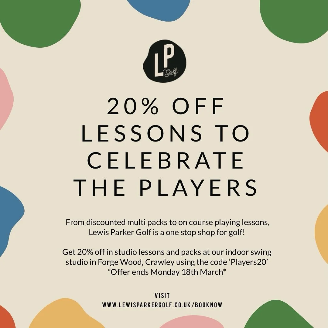‼️20% OFF THIS WEEKEND ONLY‼️
To celebrate the players being on this weekend, I am offering a 20% discount on lessons and lesson packs! 
Offer ends this Monday 18th so get in there quick! ⏰
.
.
#forgewoodbusiness #smallbusiness #crawley #golf #offer 