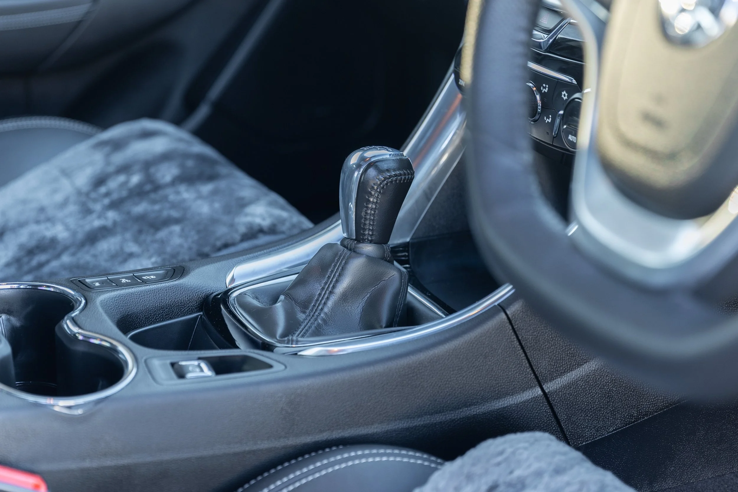 Manual gear shifter inside a Holden Commodore SS V Redline