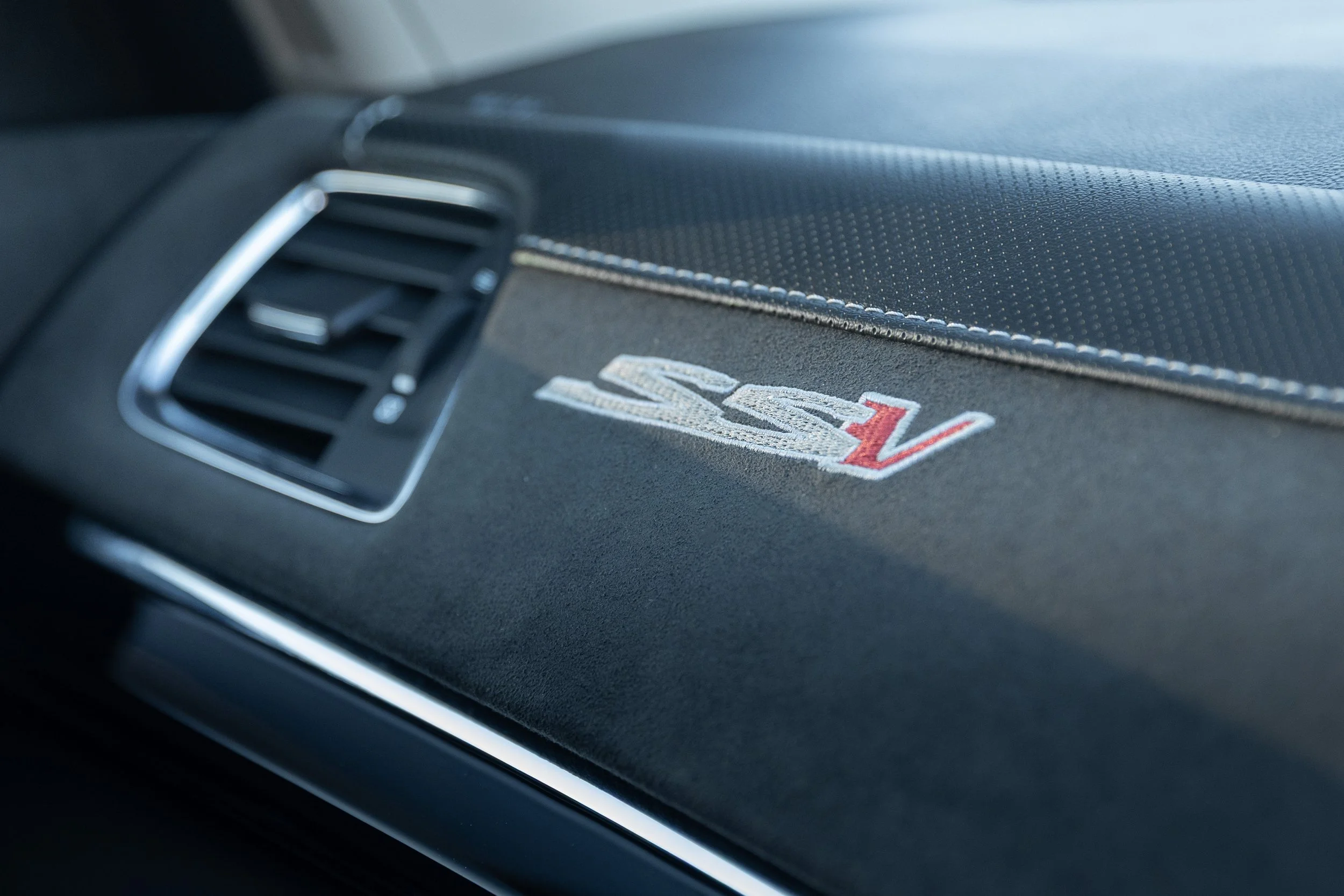 SS V embroidery on the dashboard of a VF Series II Holden Commodore