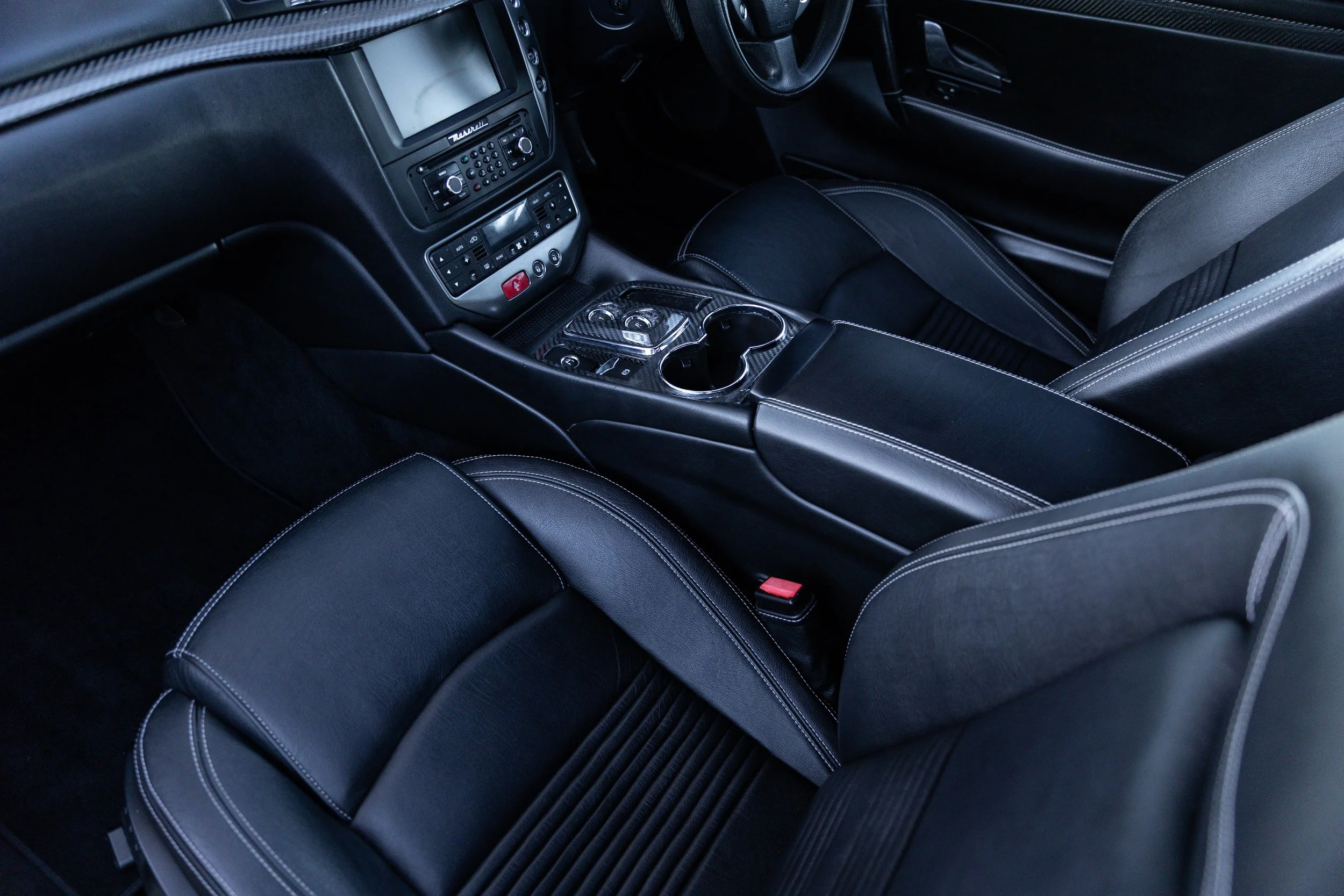 Maserati GranTurismo S interior centre console, black leather, car photographer Sydney
