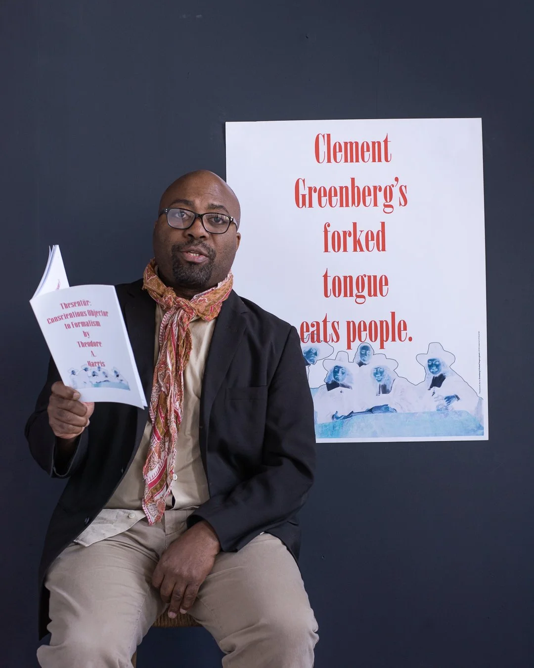 Theodore A. Harris (1966-) is a Philadelphia-based visual artist and poet. His work has been exhibited nationally and internationally and is in private and public collections such as Libraries and Museum University of Delaware, Fort Garland Museum an