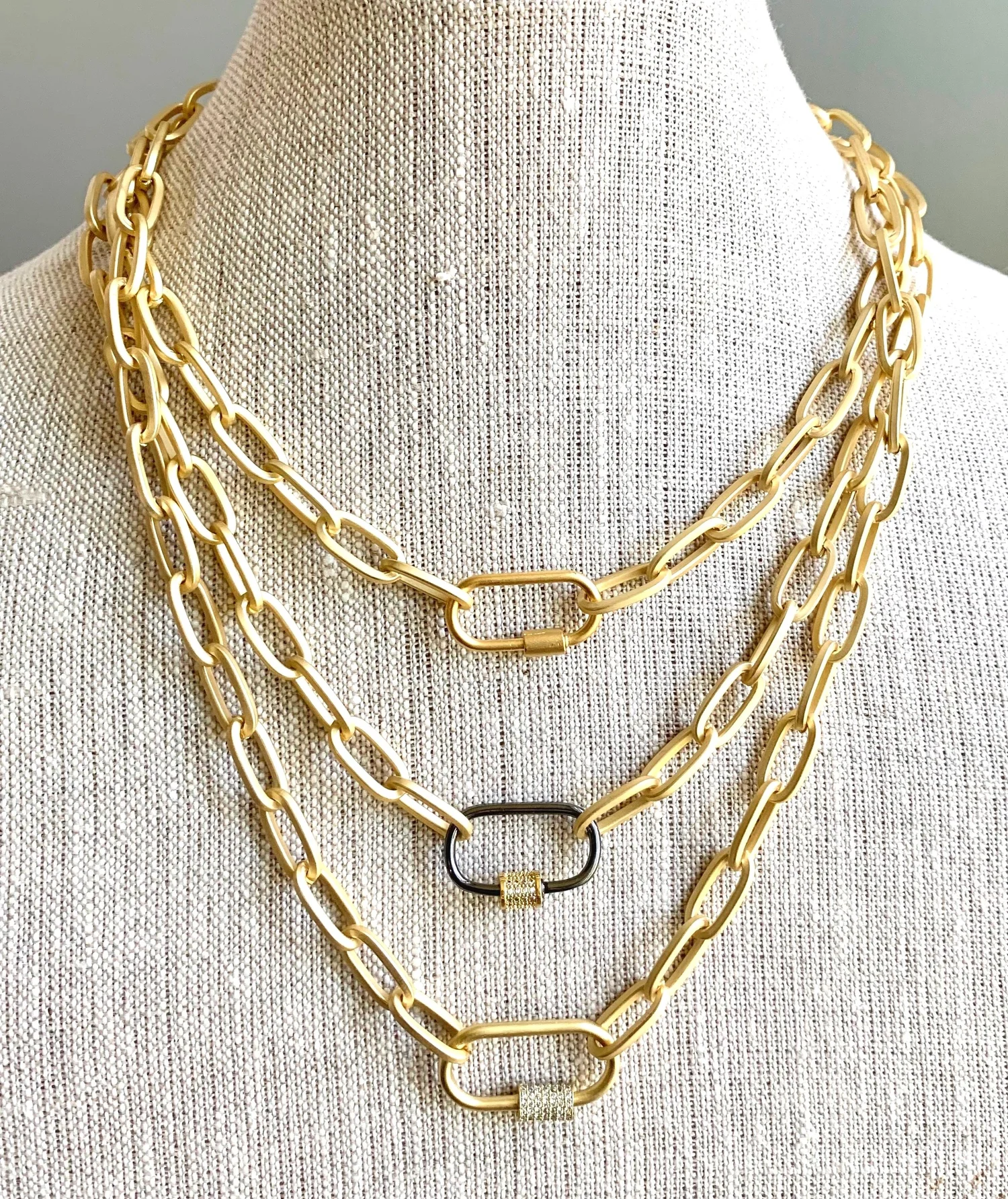 Matte Gold Screw Clasp Necklace — MaddAlex Designs