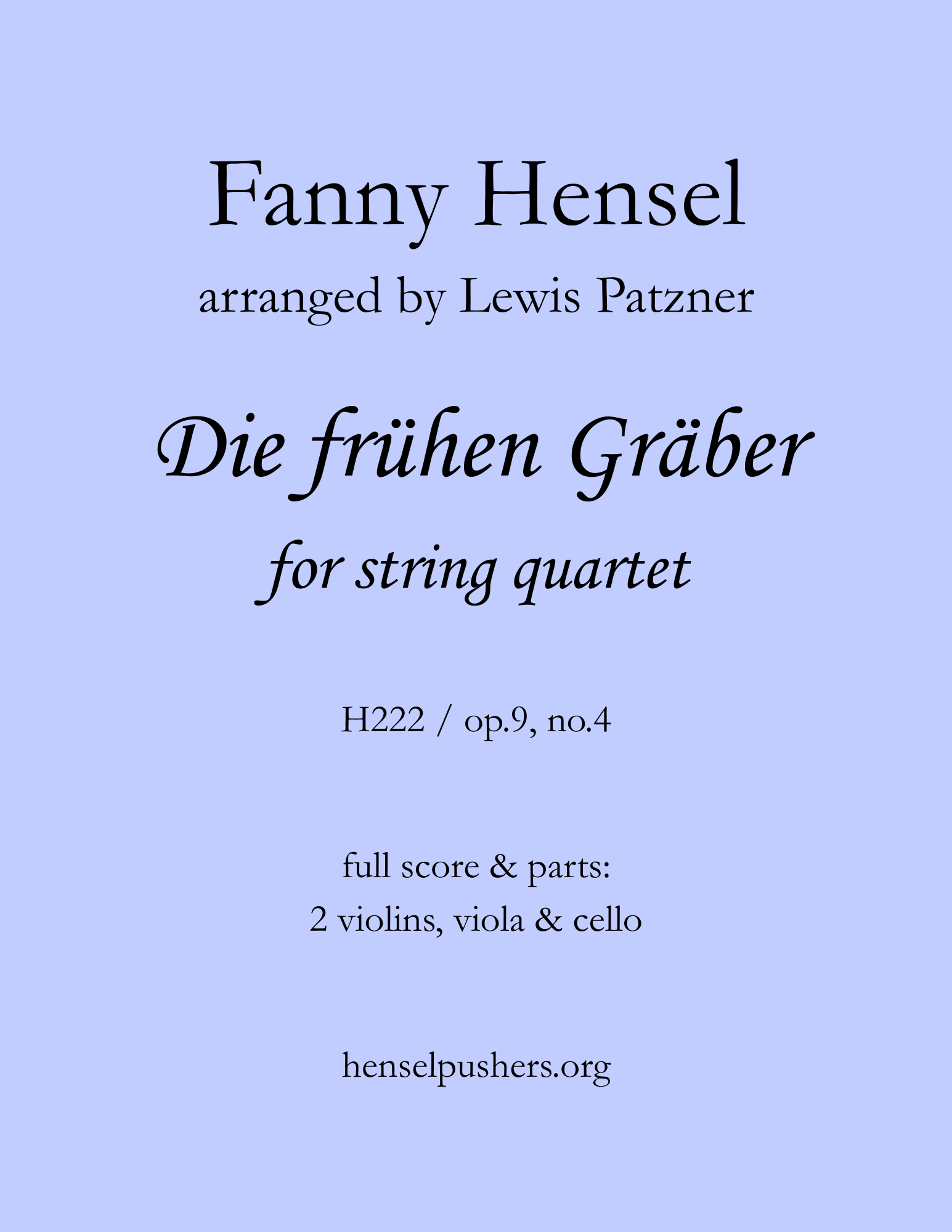 Die frühen Gräber for string quartet [PDF instant download]