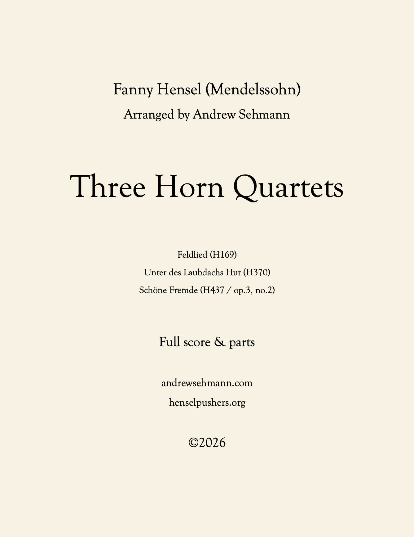Three Horn Quartets [PDF instant download]