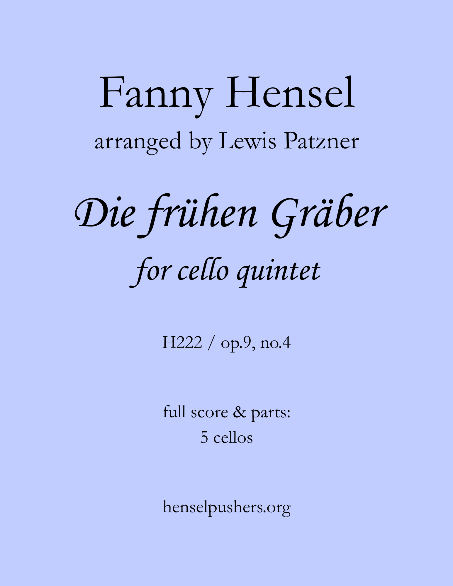 Die frühen Gräber for cello quintet [PDF instant download]