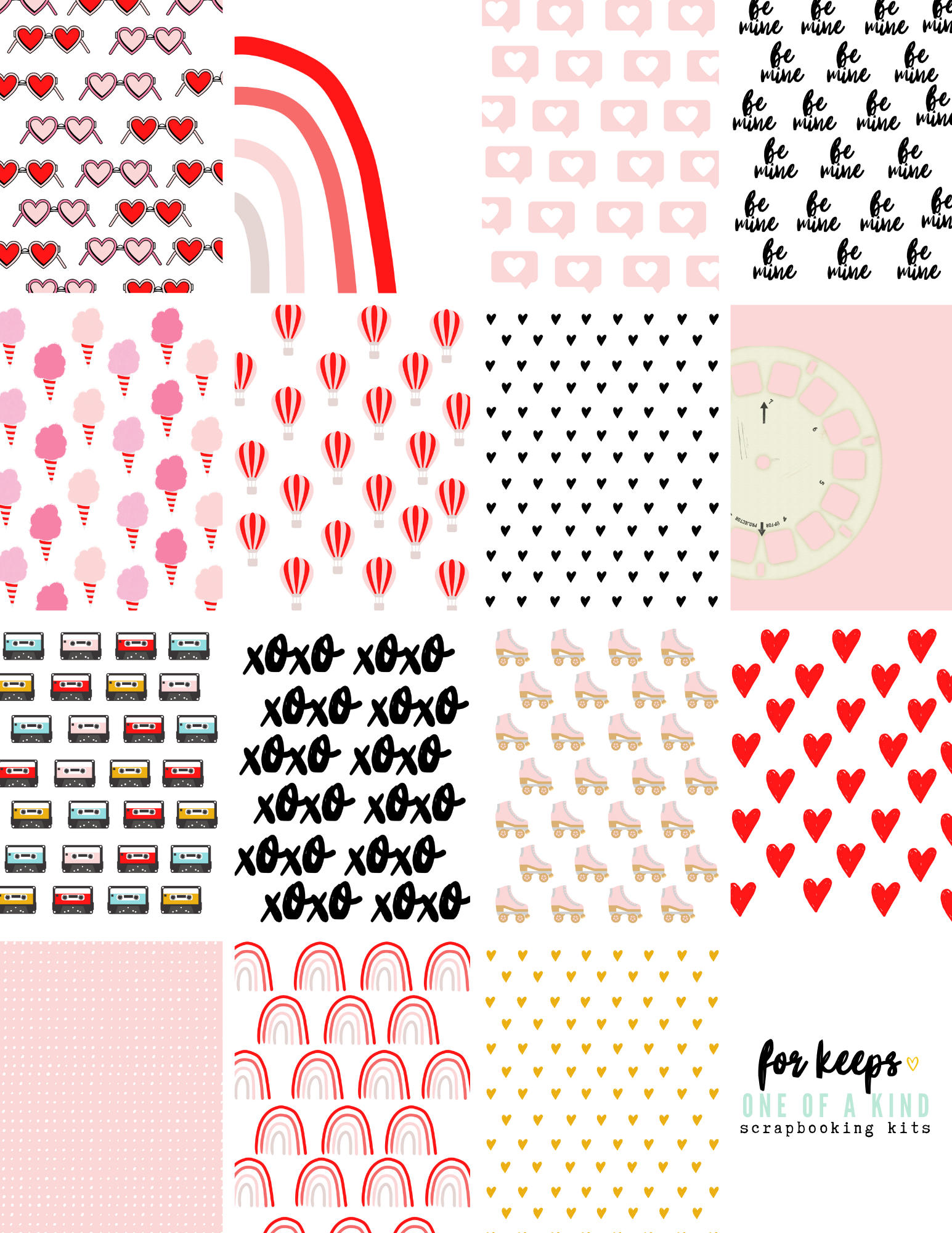 Oh Hey Valentine pattern papers printable