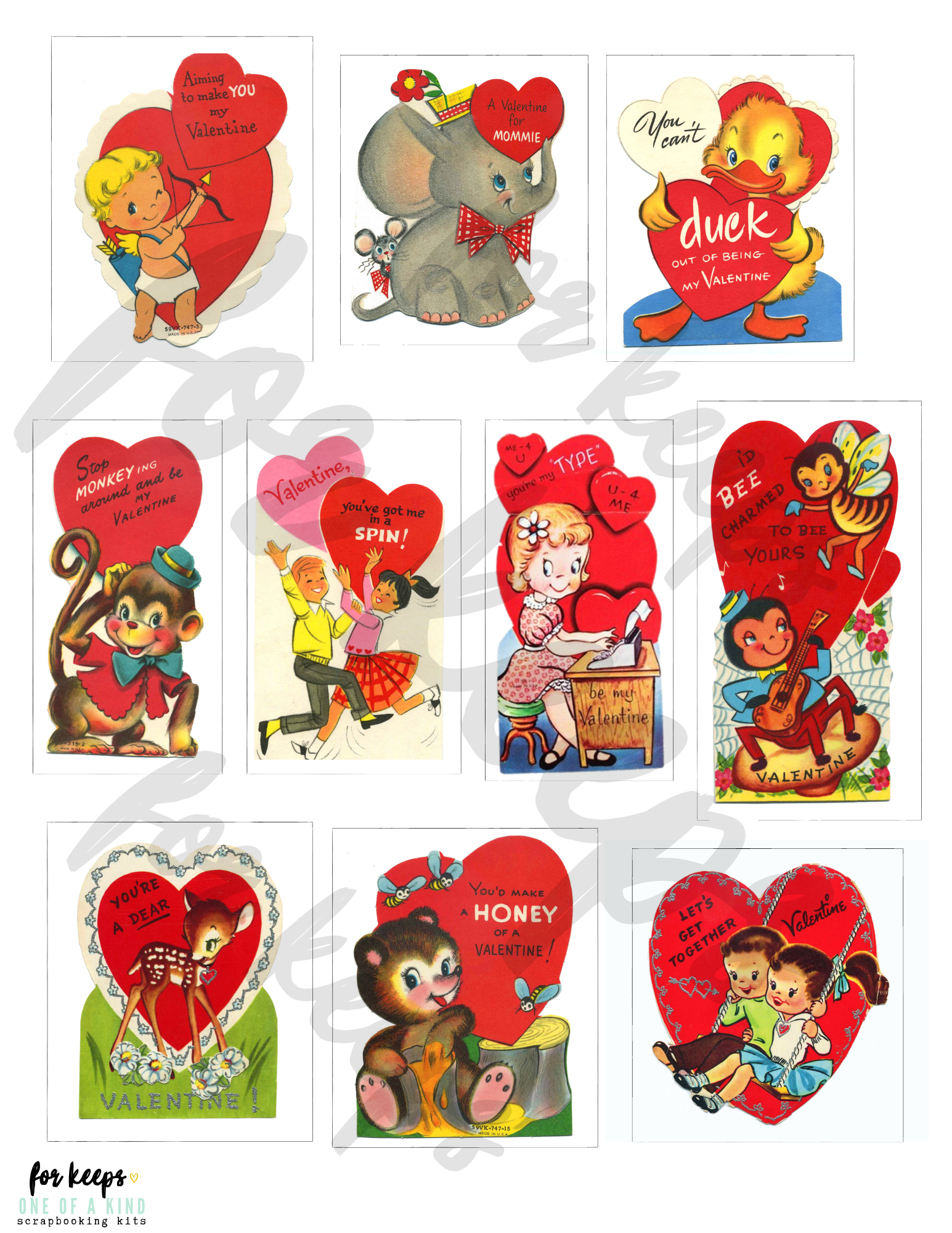 Vintage Valentine Cards Printable — For Keeps