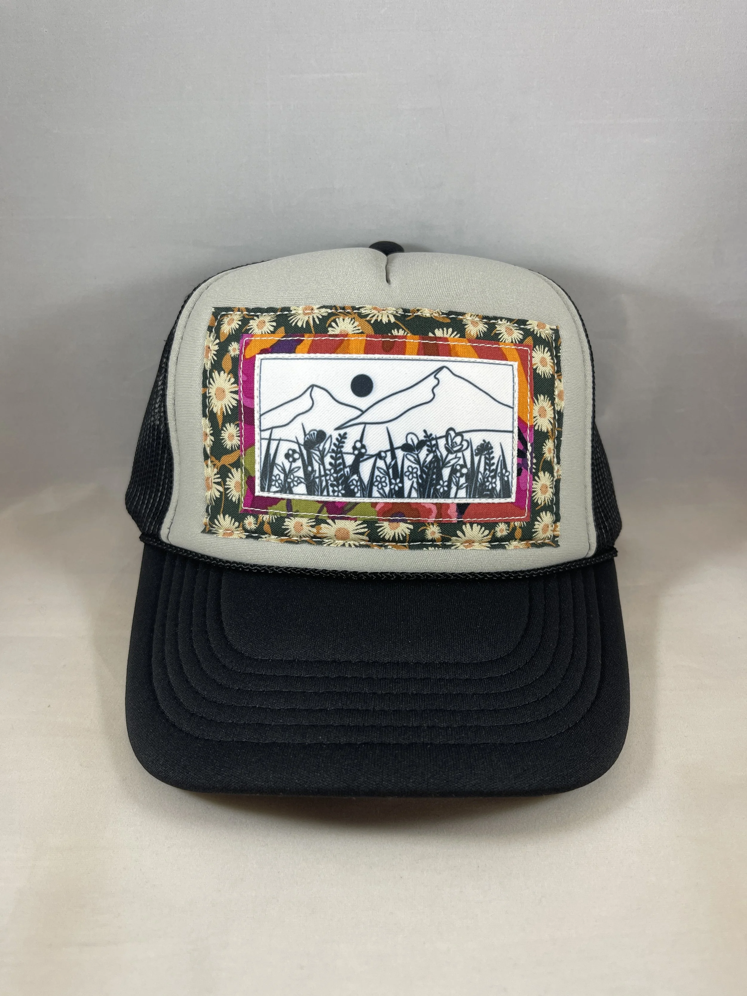 Black and Gray Trucker Hat - Wildflower Series