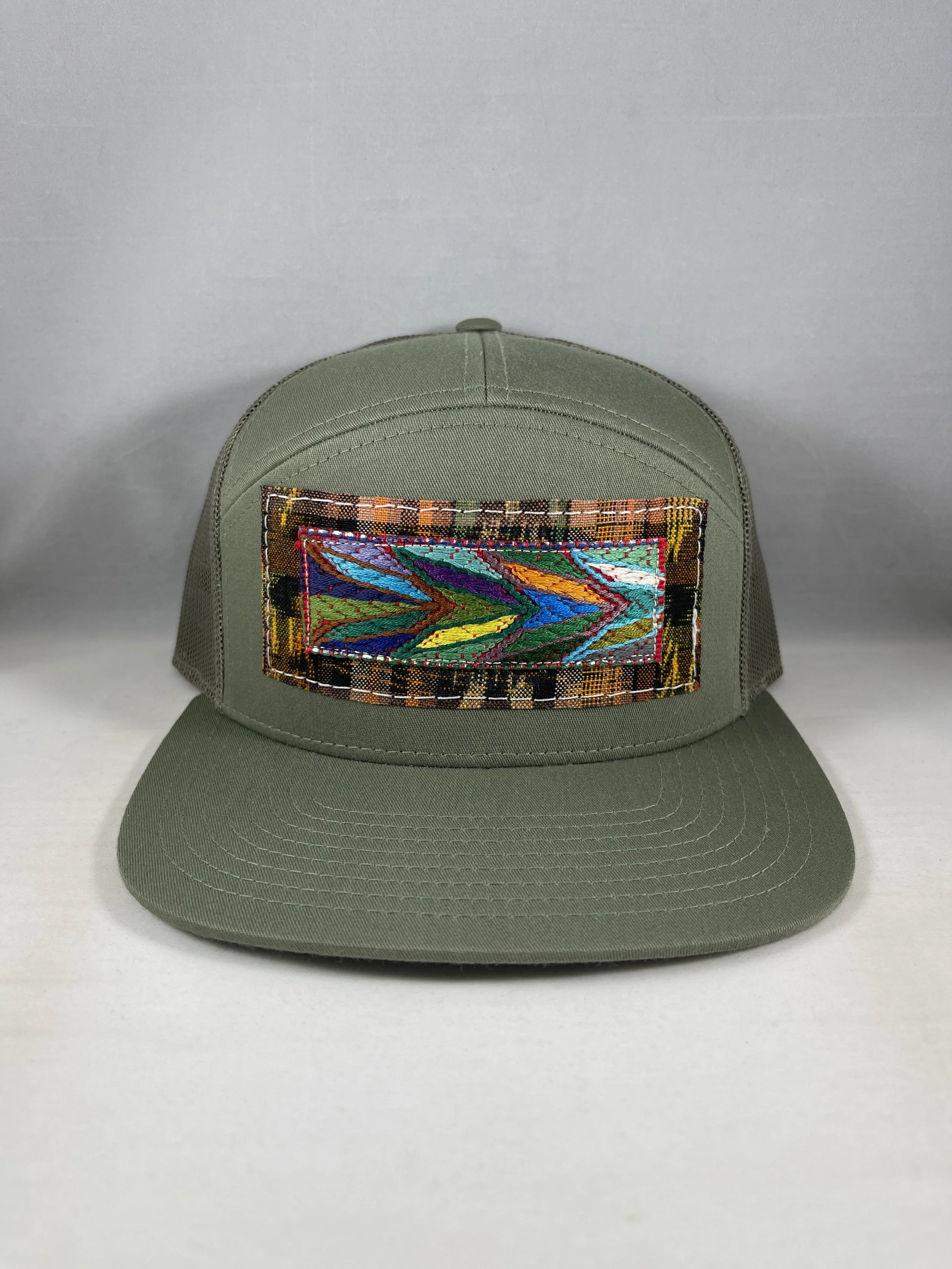 Sage Green 7 Panel Hat - Guatemalan Collection