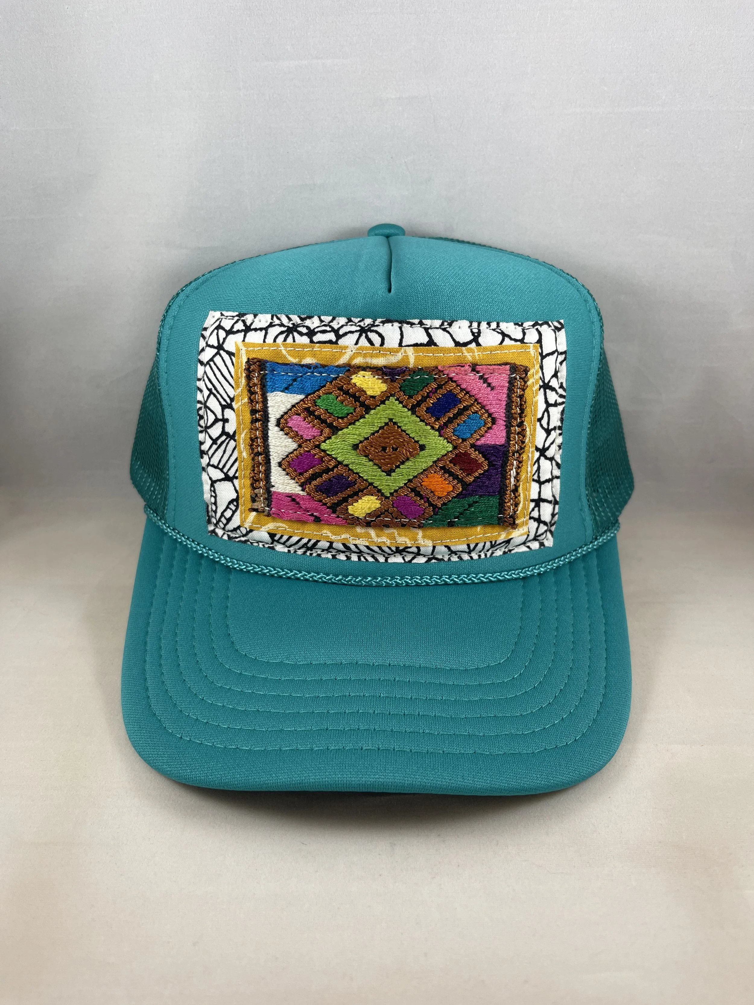 Teal Trucker Hat - Guatemalan Textile Collection