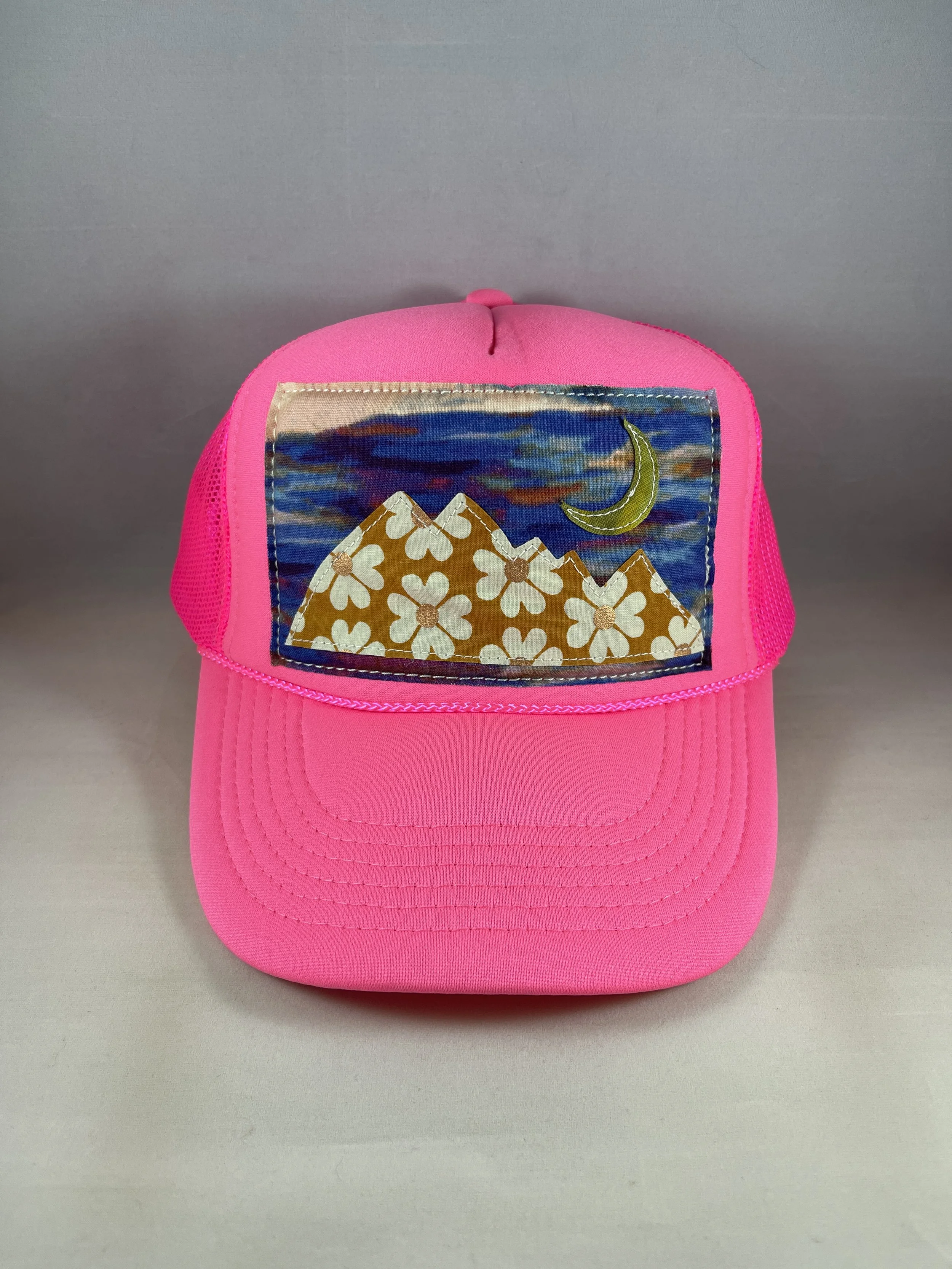 Neon Pink Trucker Hat - Mountain Series