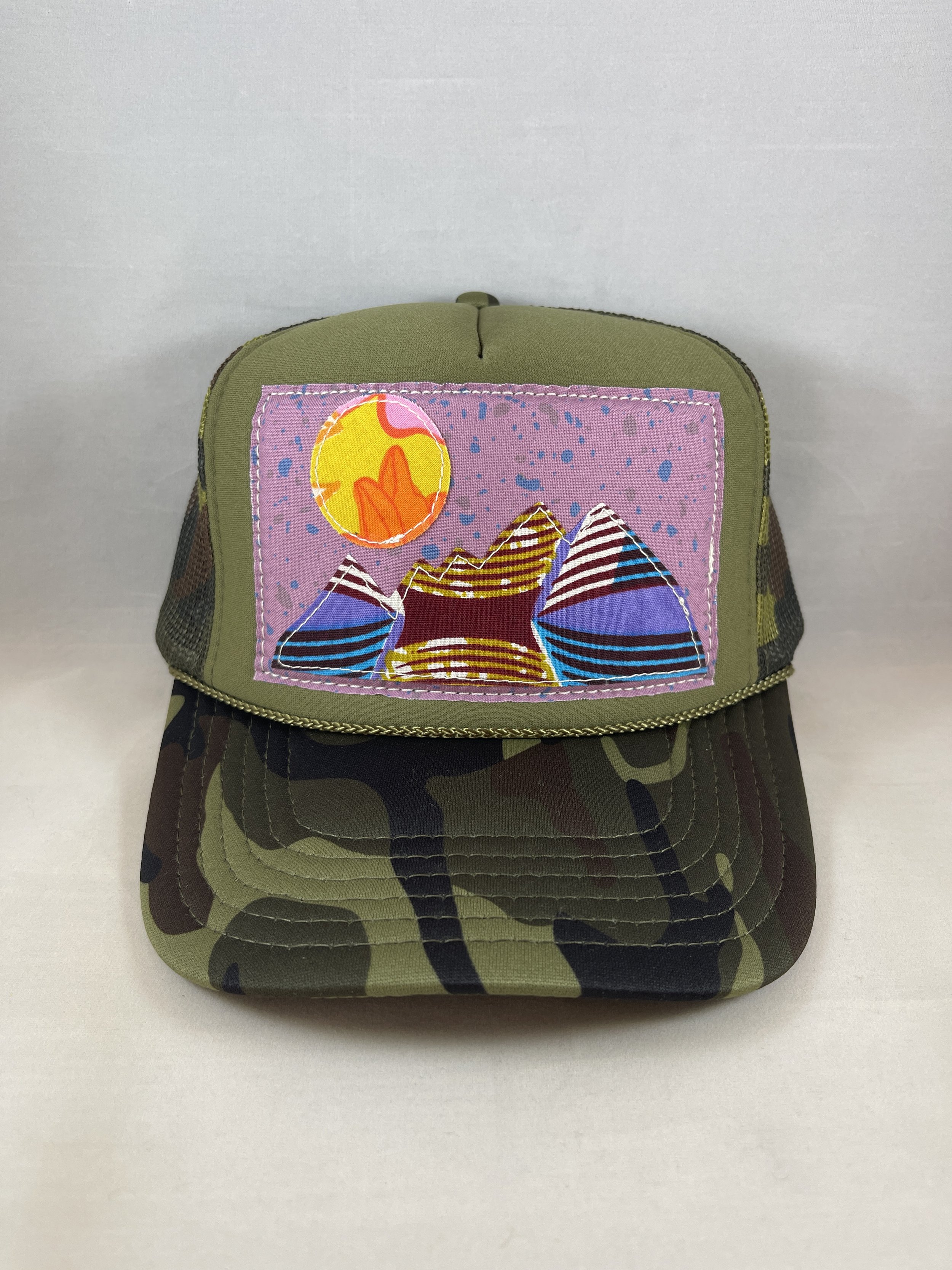 Olive Green Camo Trucker Hat - Mountain Series
