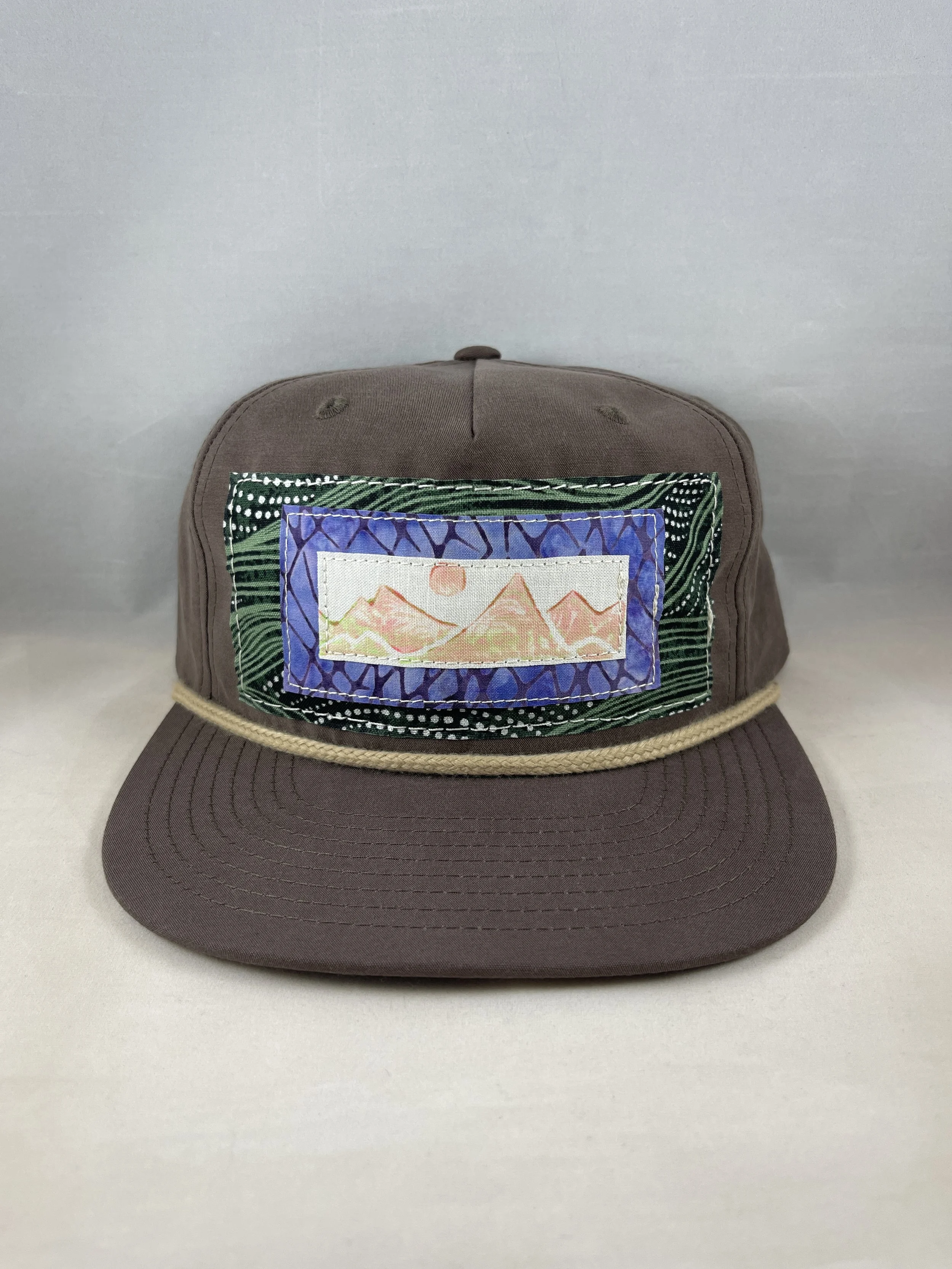 Brown Richardson Fullback Hat - Glow in the Dark Lino Stamped Mountain Series
