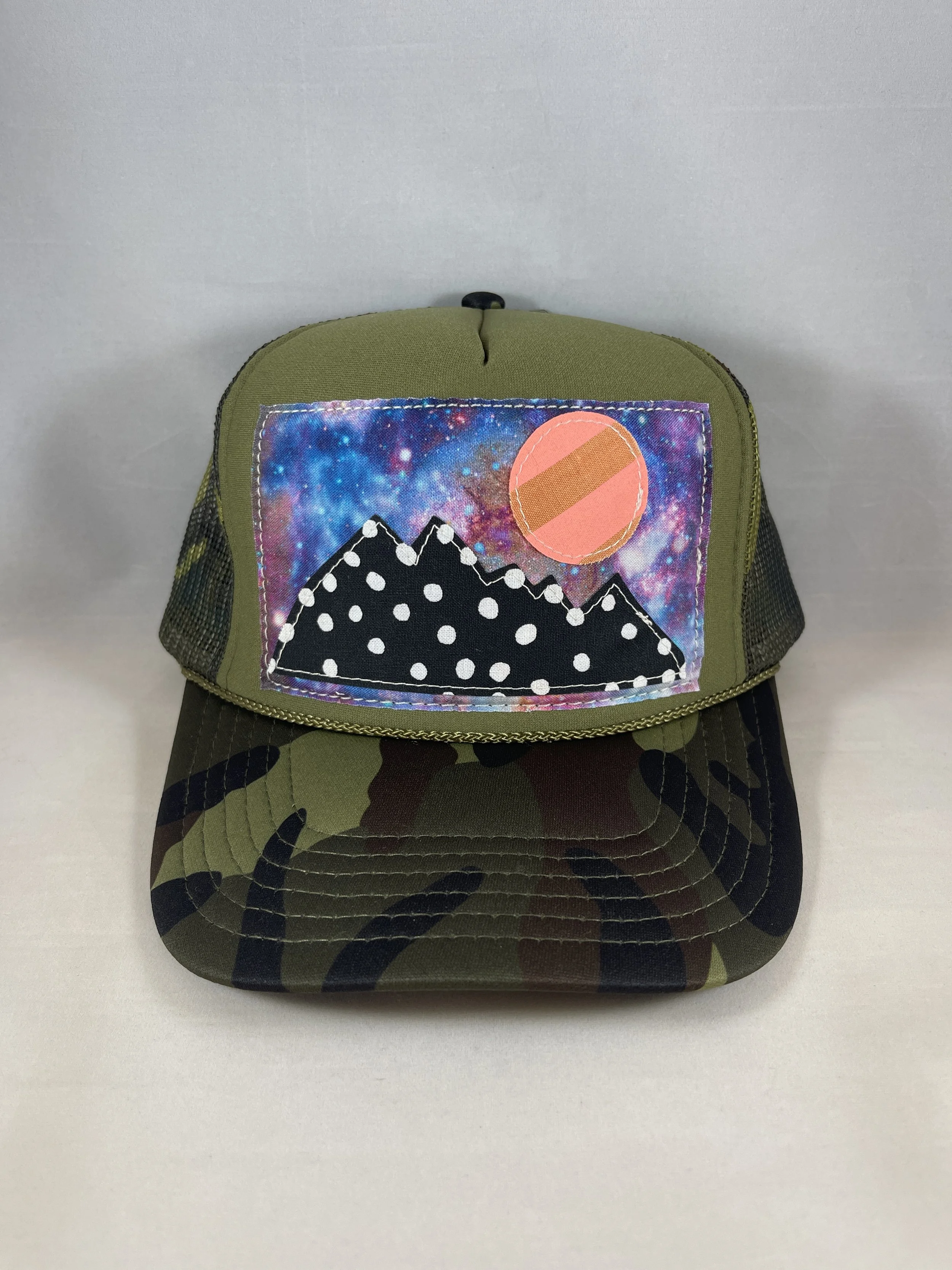 Olive Green Camo Trucker Hat - Mountain Series