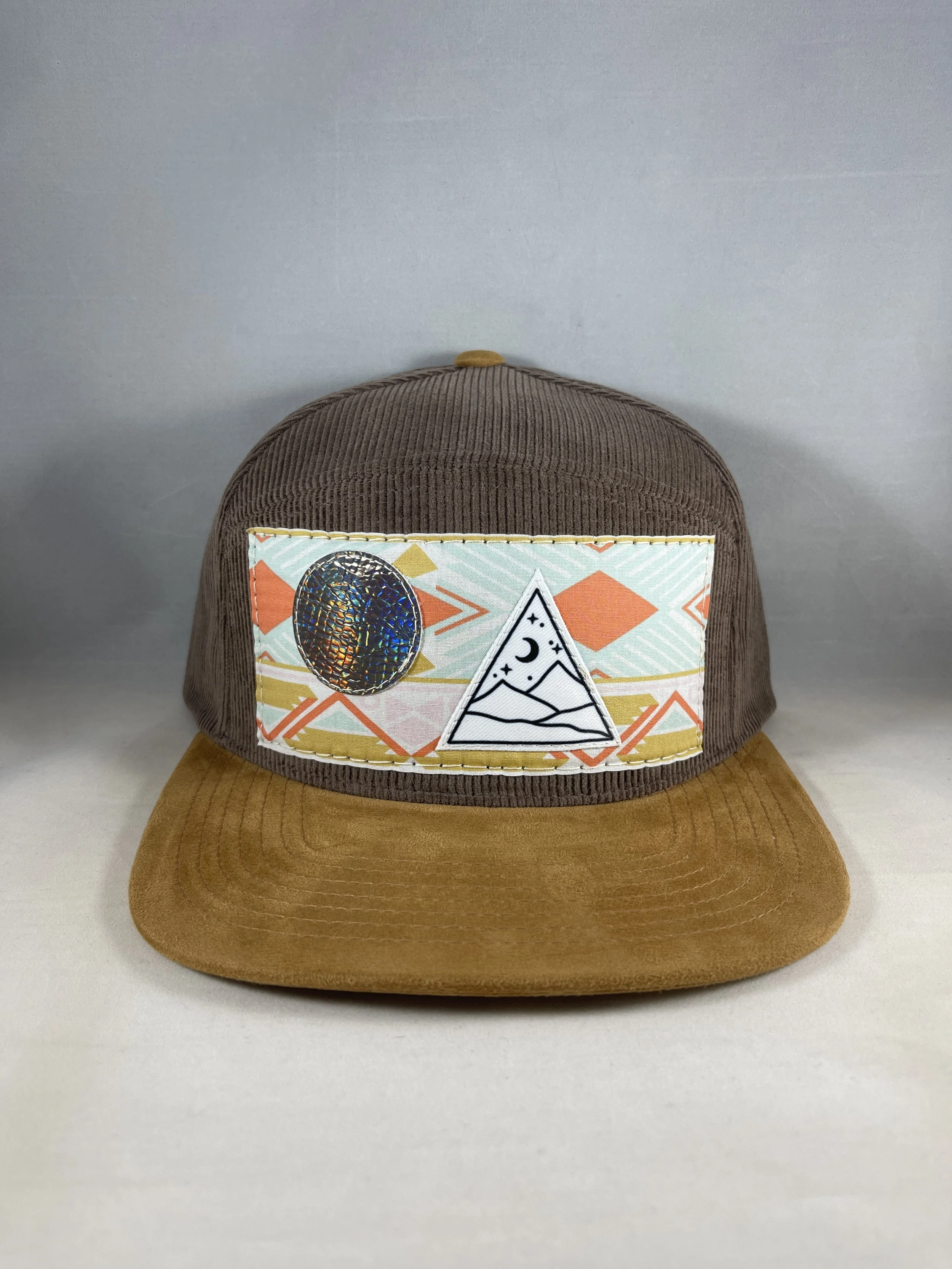 Brown Corduroy & Suede Fullback Hat - Mountain View Series
