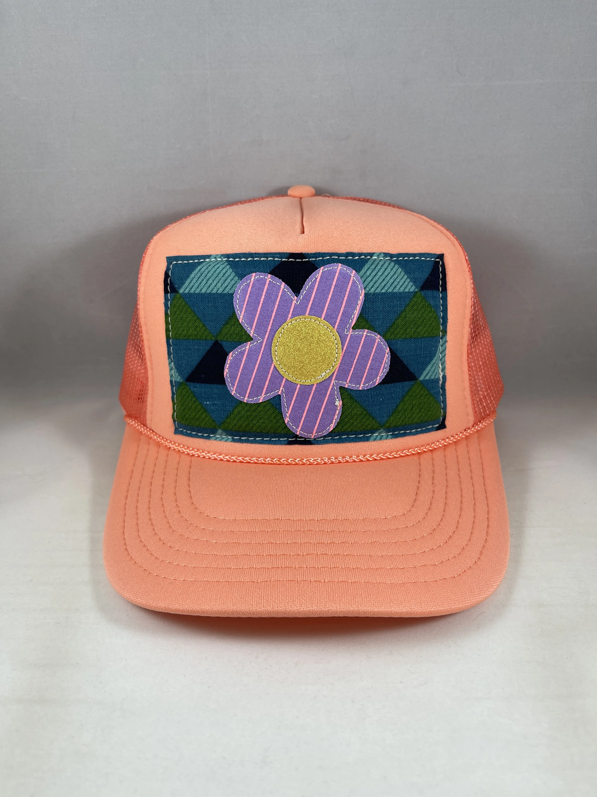 Coral Trucker Hat - Flower Power Series
