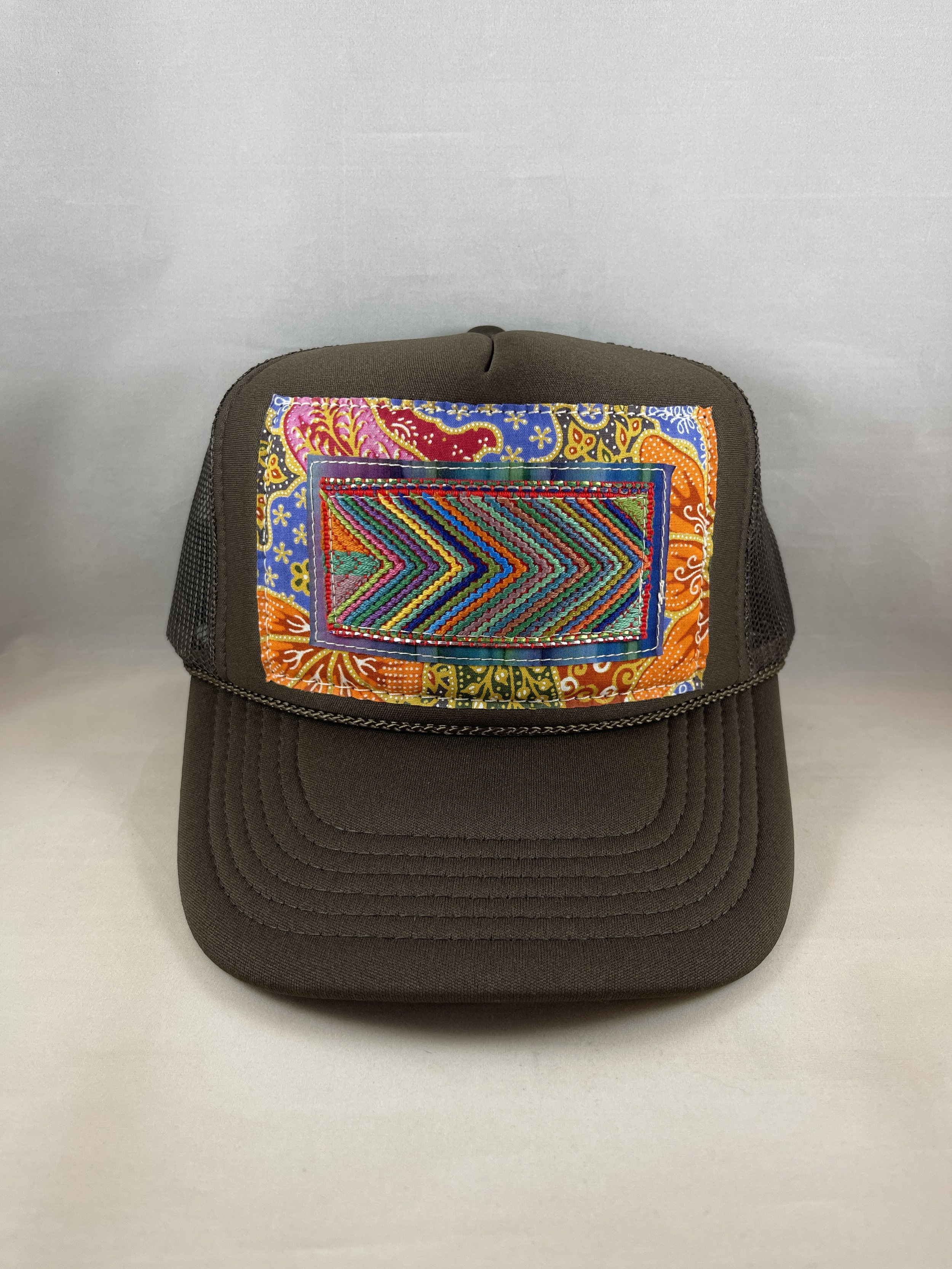 Brown Trucker Hat - Guatemalan & Thai Textile Collection