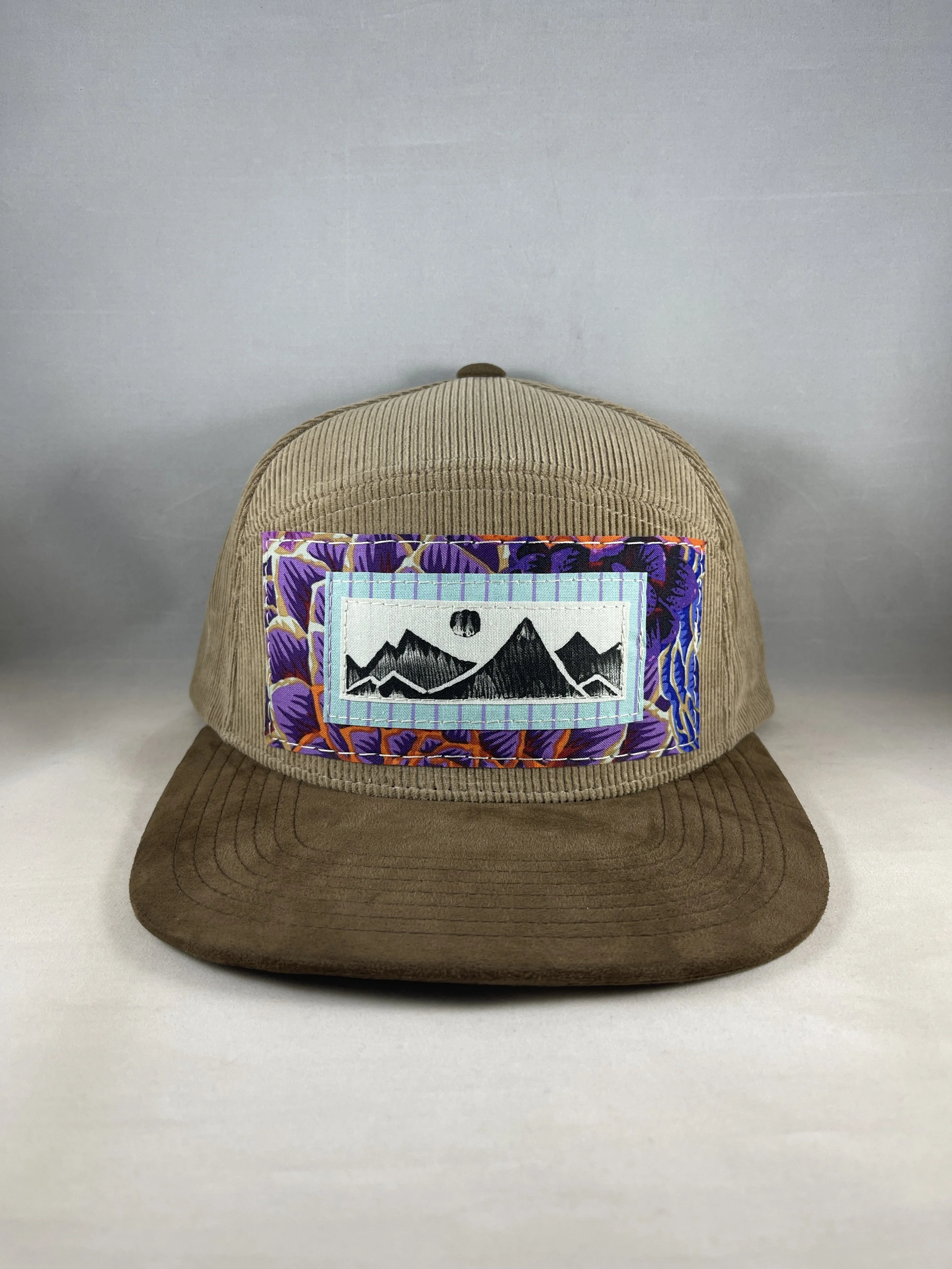Tan Corduroy & Suede Fullback Hat - Mountain Series