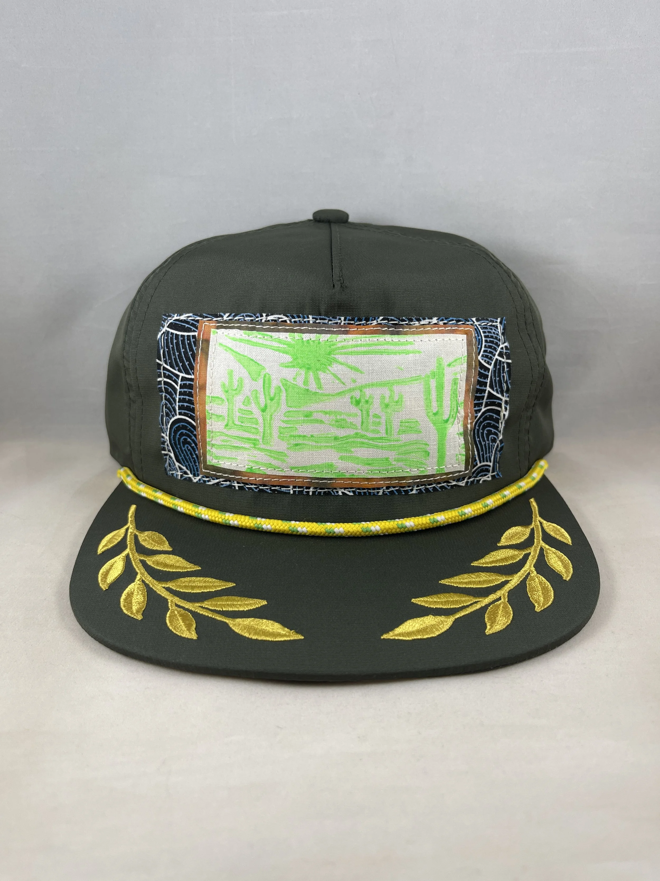 Olive Green Richardson Fullback Hat - Glow in The Dark Lino Stamped Desert Series