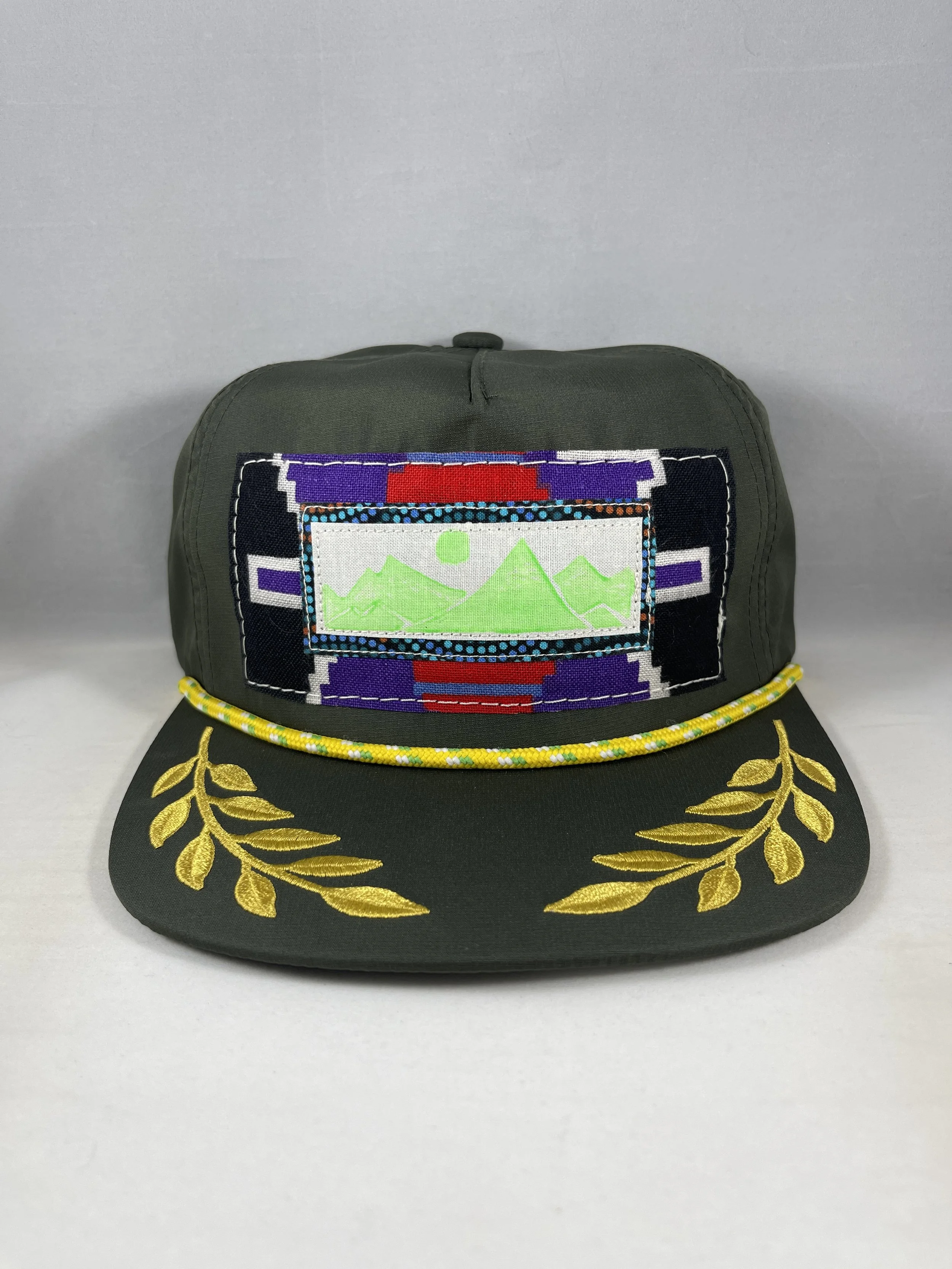 Olive Green Richardson Fullback Hat - Lino Stamped Glow in The Dark Mountain Series
