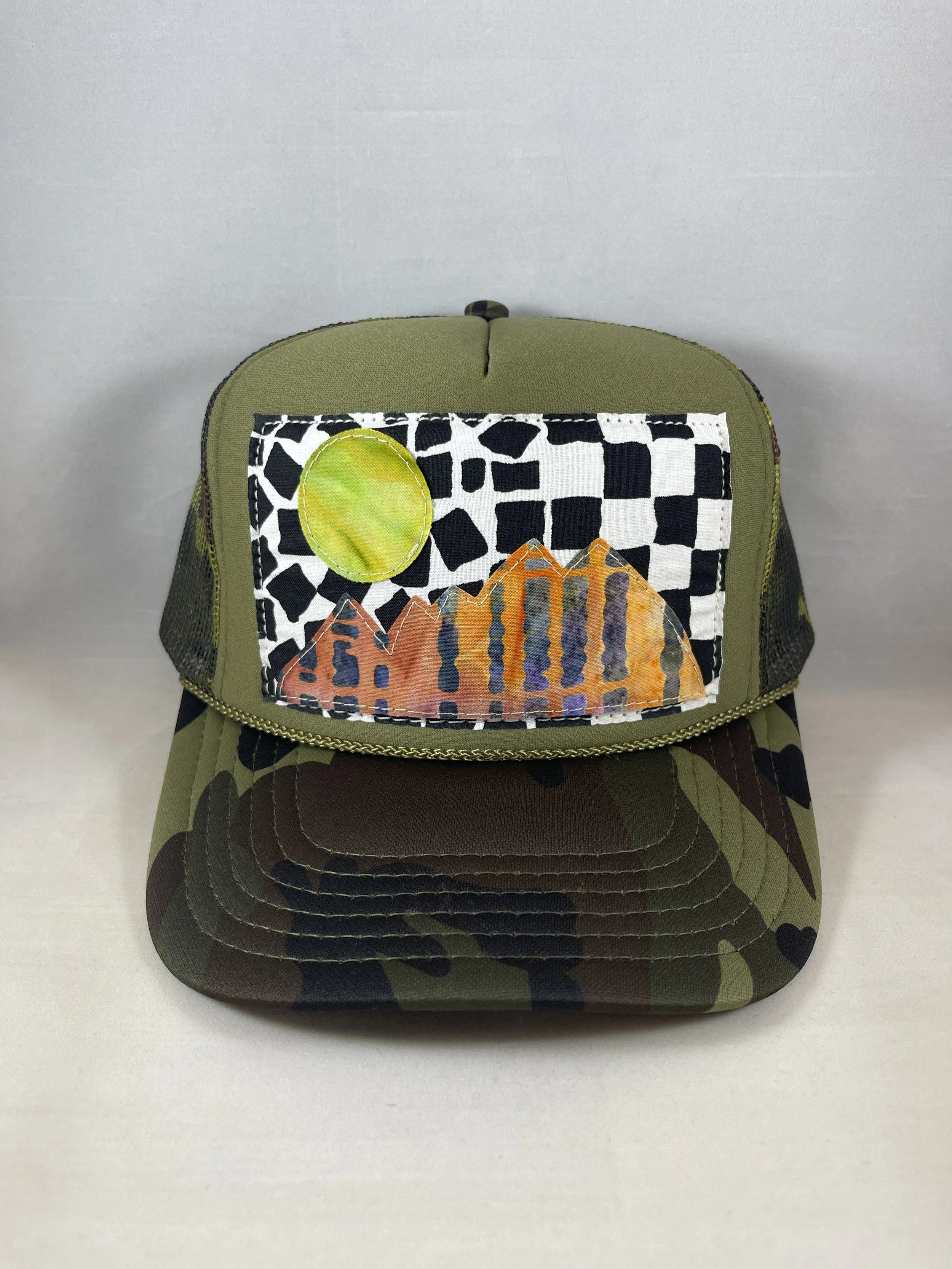 Olive Green Camo Trucker Hat - Mountain Series